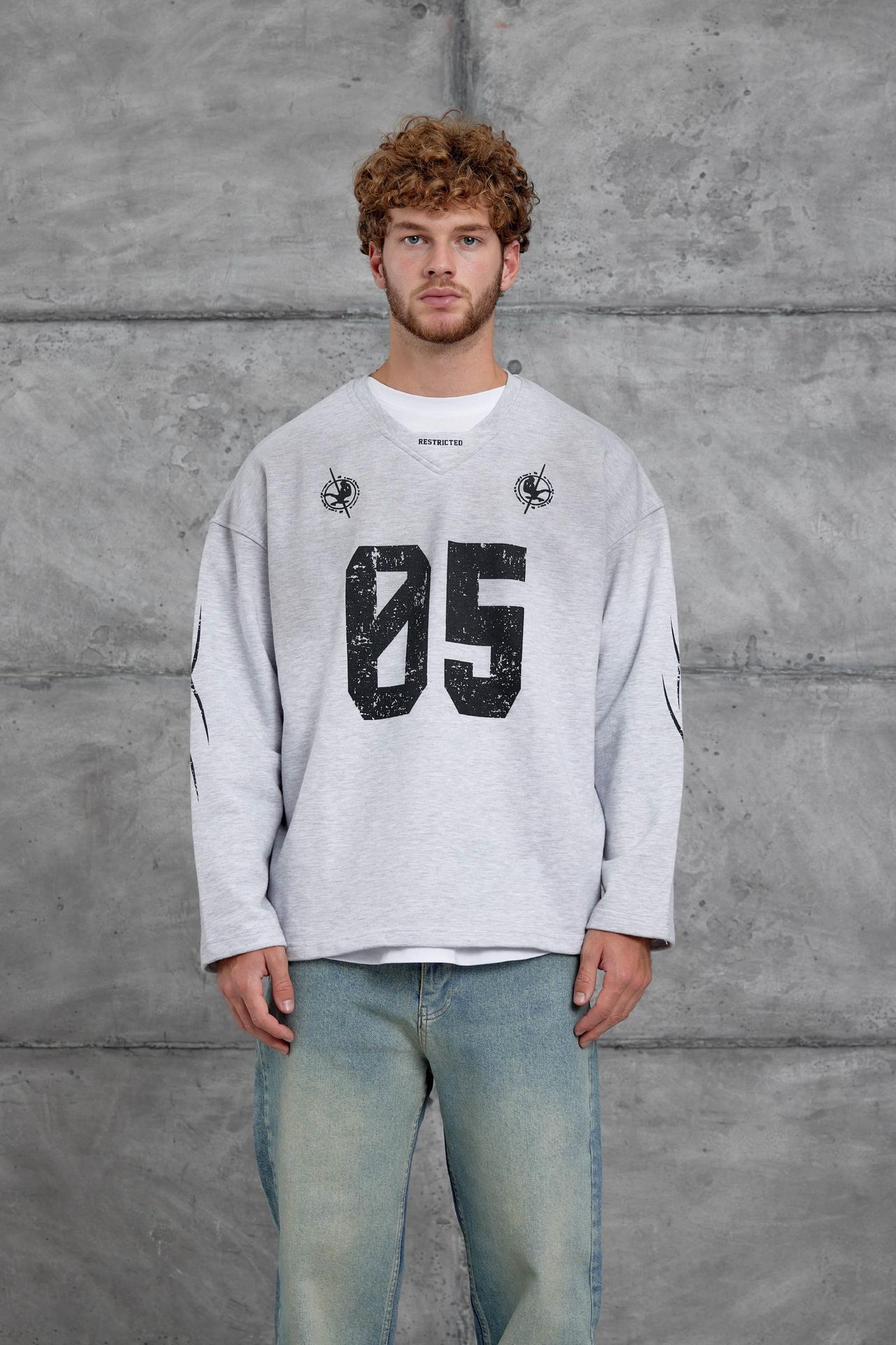 NOMARC Baskılı Oversize Bisiklet Yaka Sweatshirt 1
