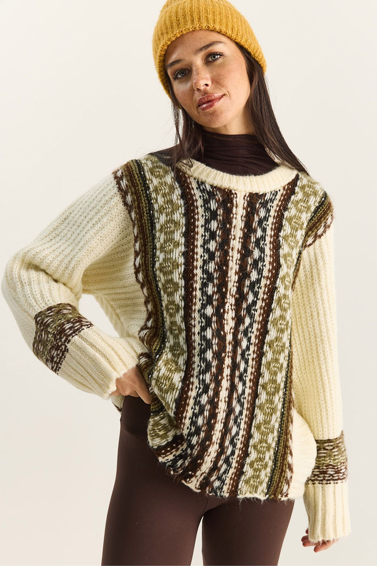 LUCCI Oversized Ethnic Print Knit Sweater 1