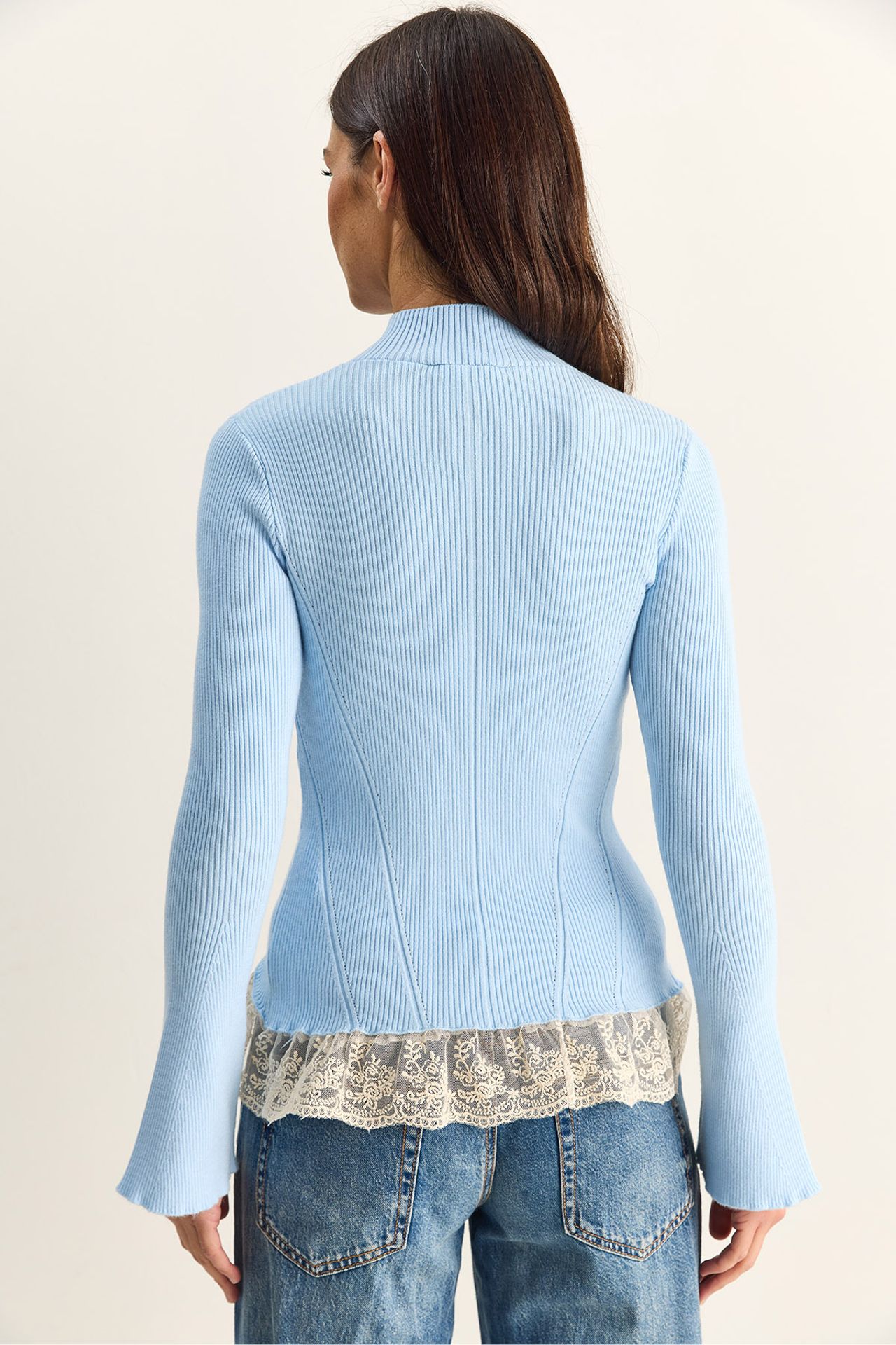 LUCCI Half Turtleneck Ribbed Cardigan 6