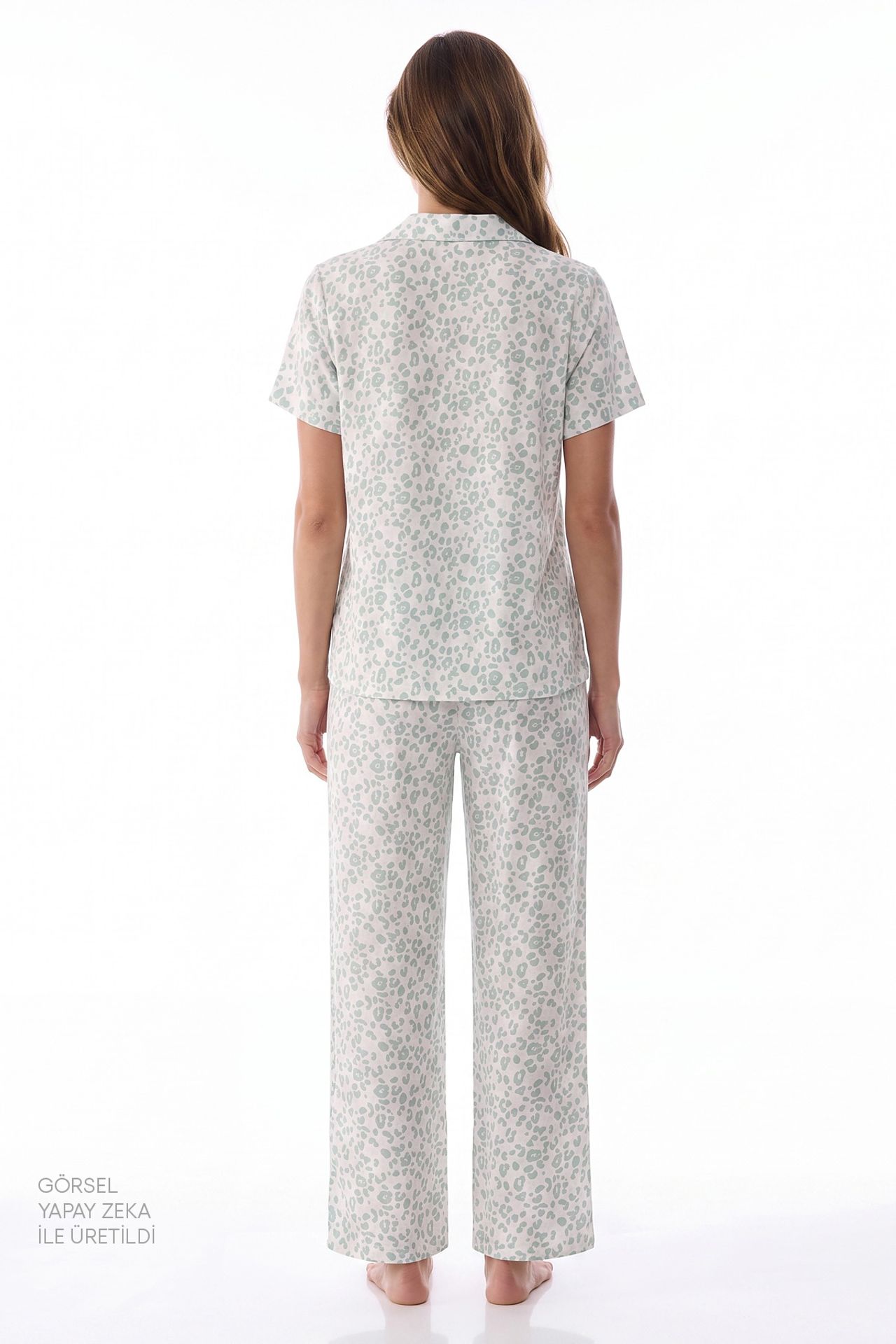 PENTI Leopard Short Sleeve Shirt Pants Pajama Set 4