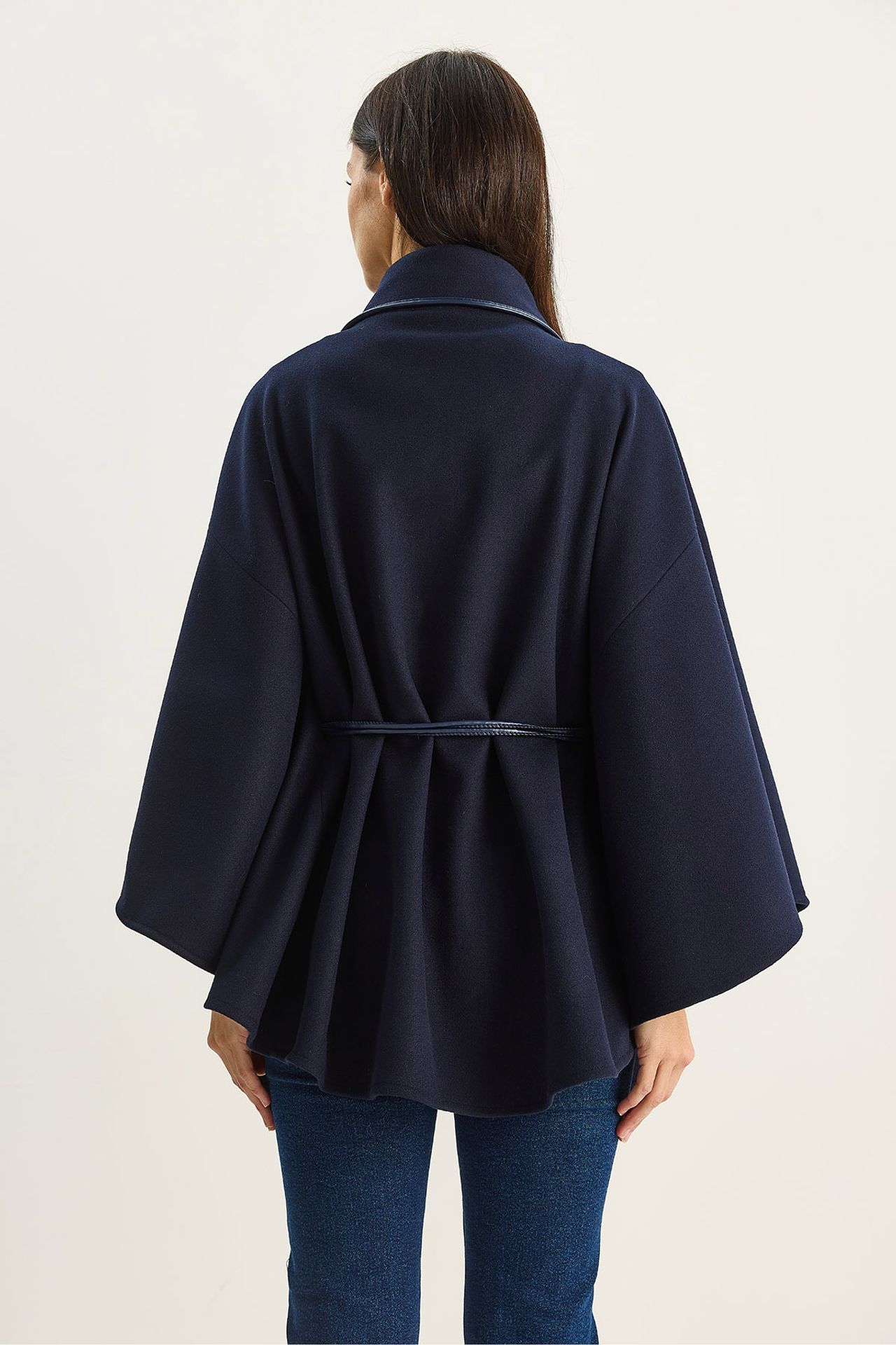 LUCCI Oversized Textured Wool Blend Overcoat with Jacket Collar 6