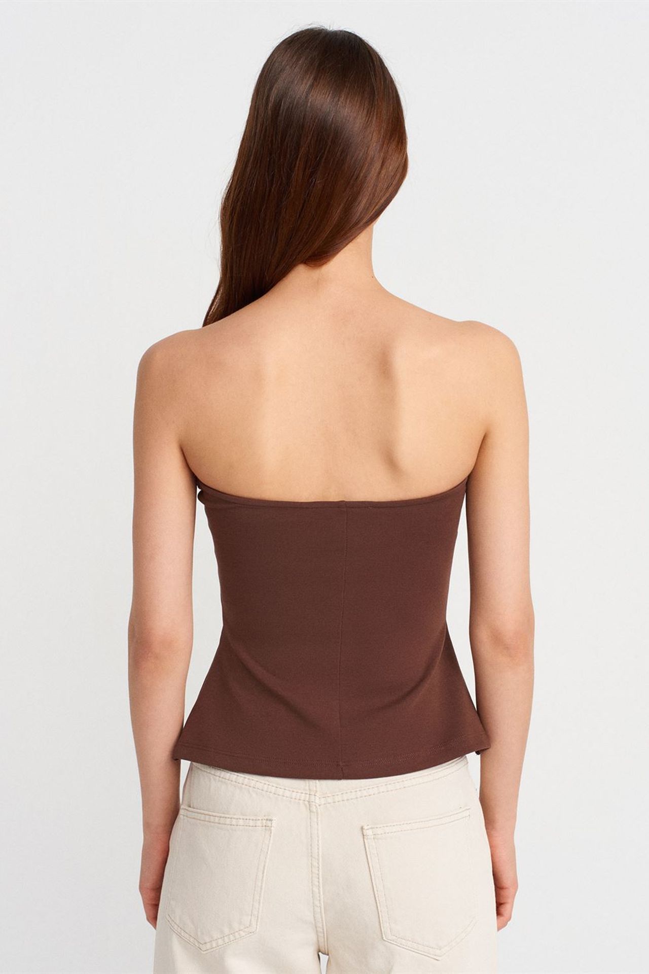 DILVIN Strapless Slim-fit Bandeau Blouse 2