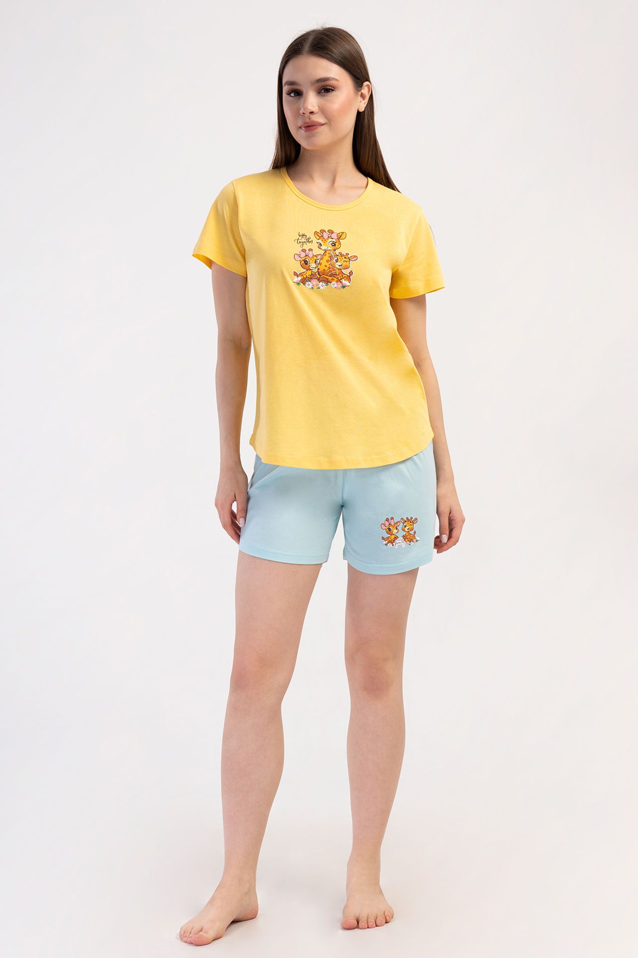 YAKE İki Parçalı Baskılı Pijama Takımı 1