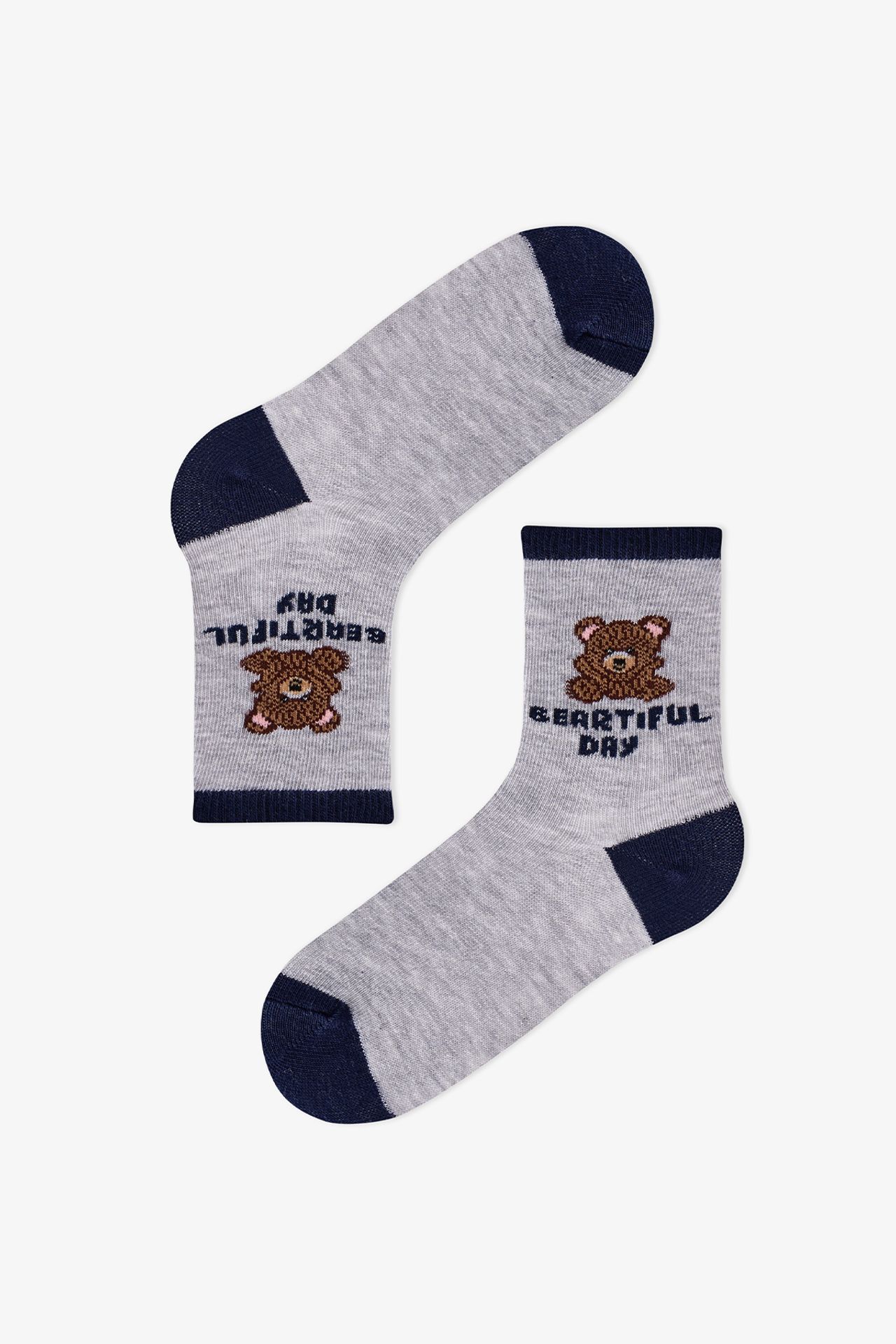 PENTI Boys' Teddy Bear Patterned 2-Pack Crew Socks 4