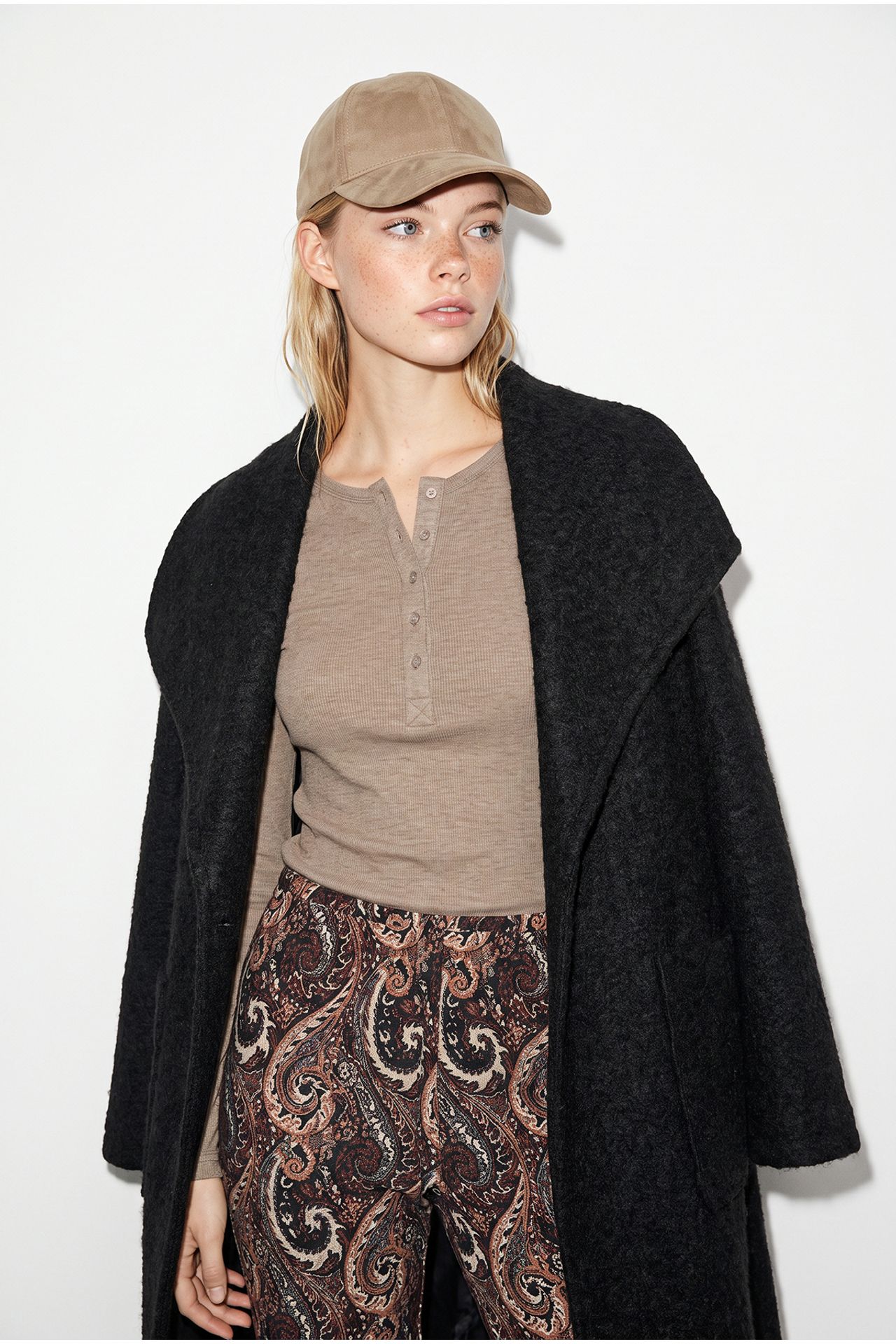 LUCCI Textured Midi Coat