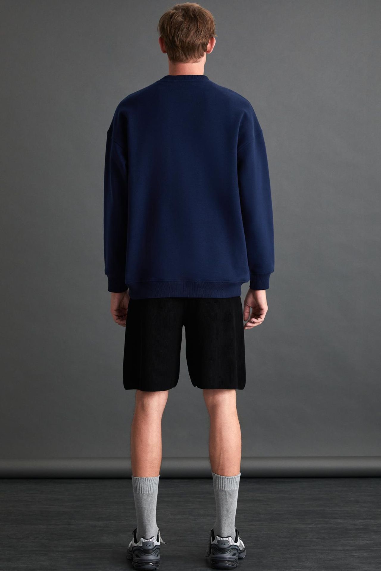 GRIMELANGE Baskılı Geniş Kalıp Bisiklet Yaka Sweatshirt 5