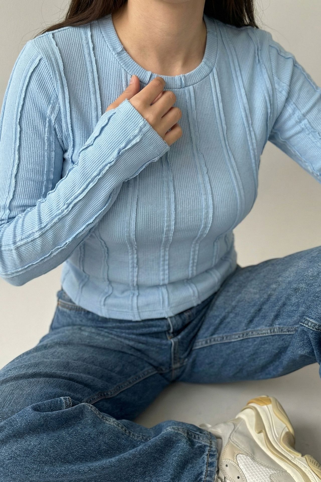 BDART Ribbed Crew Neck Long Sleeve Blouse 4