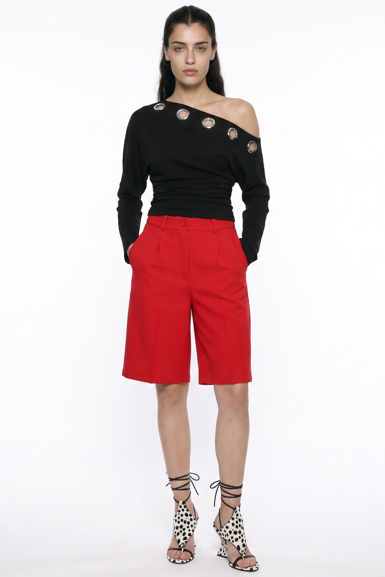 PUCKA High-Waist Wide-Leg Tailored Shorts