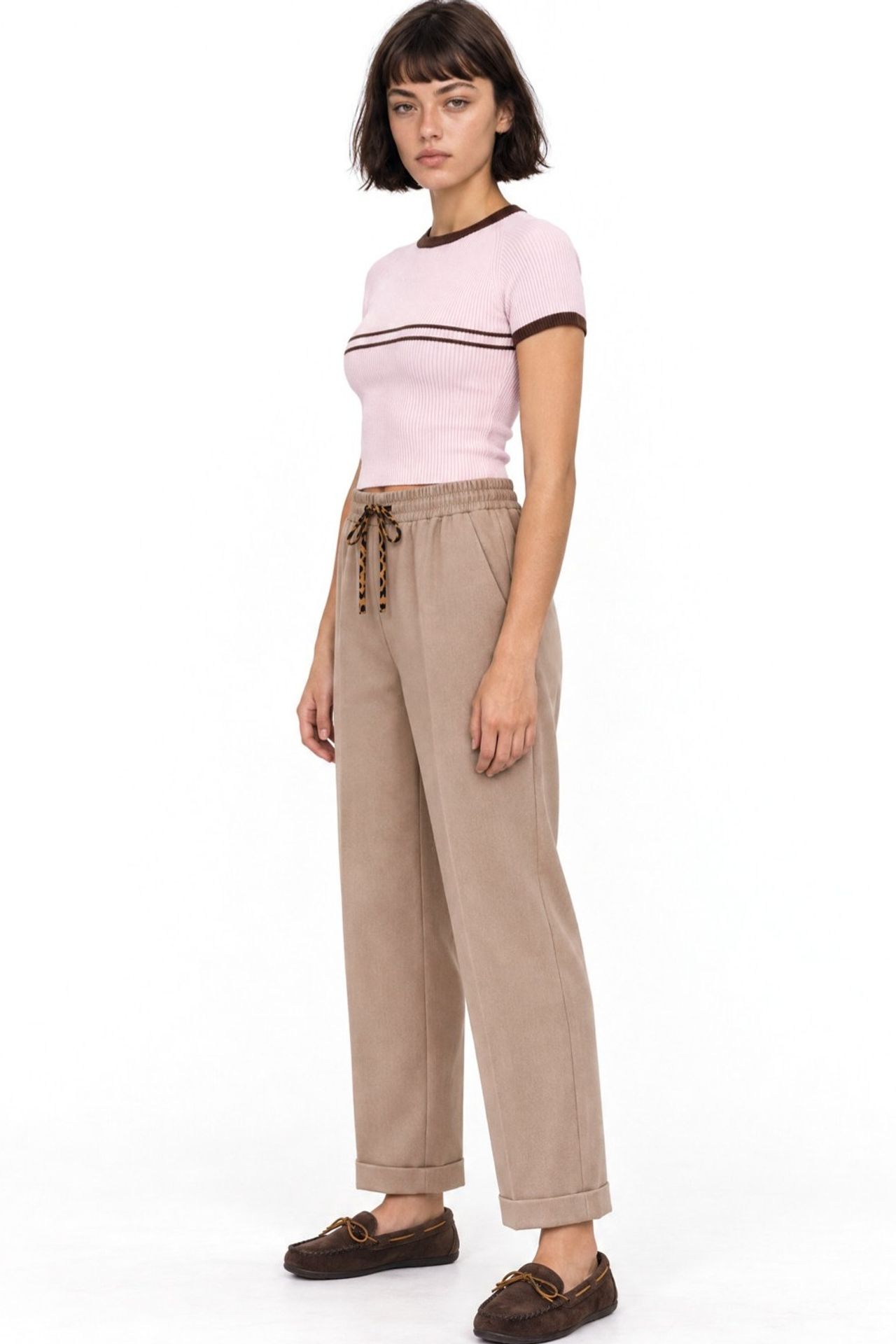 MIXRAY Elastic Waist Cigarette Leg Pants 4