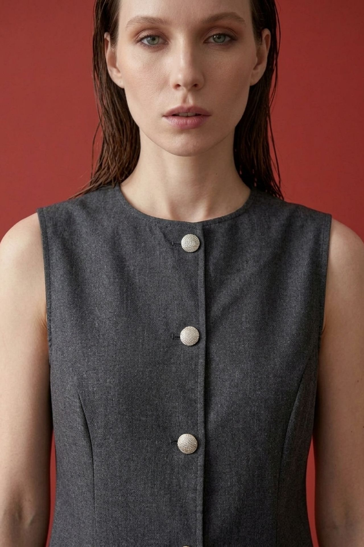 MY FASHION Cotton Poplin Vest and Wide-Leg Trouser Set 2