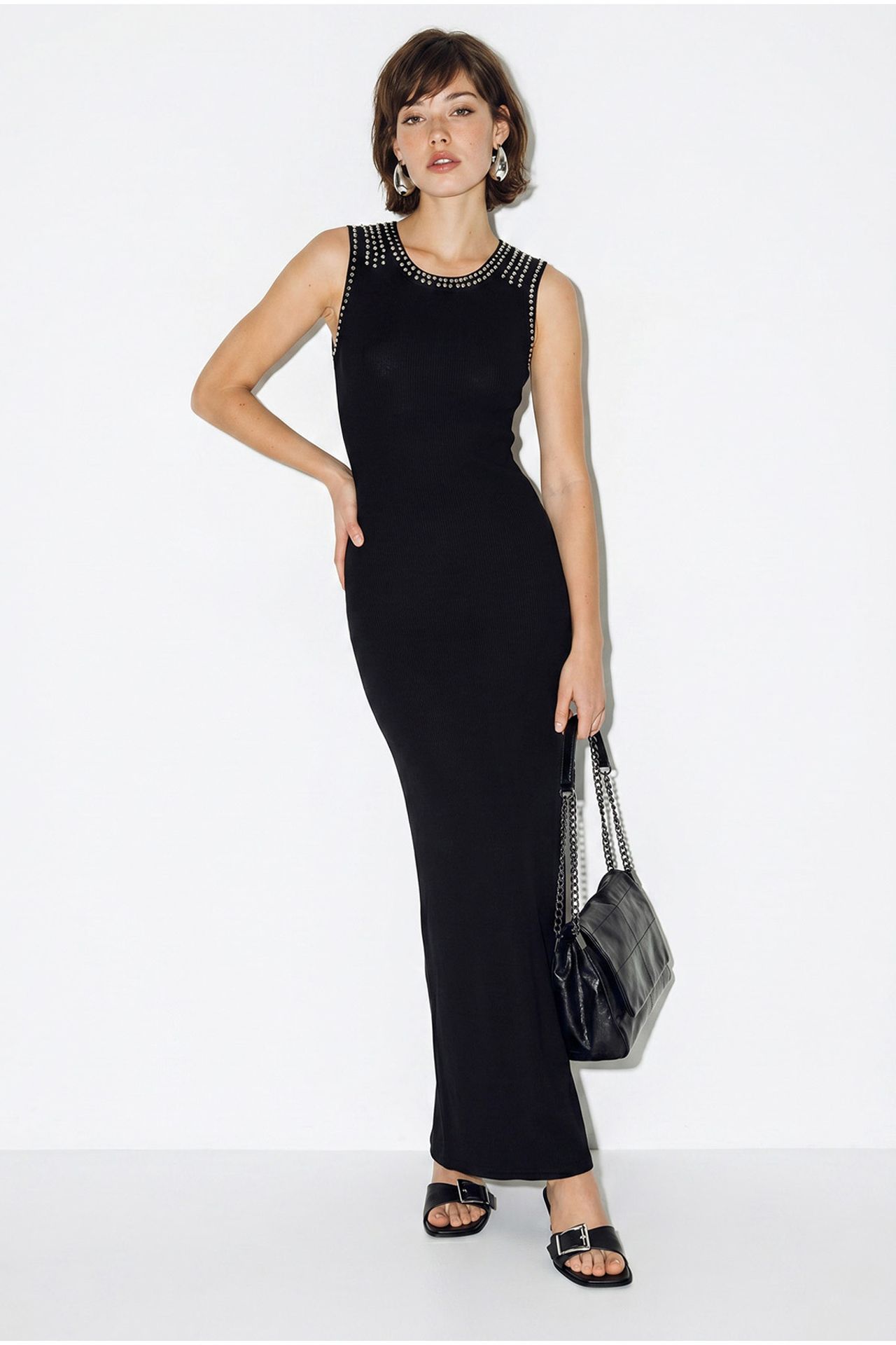 LUCCI Kolsuz Fitilli Bodycon Maxi Elbise 3