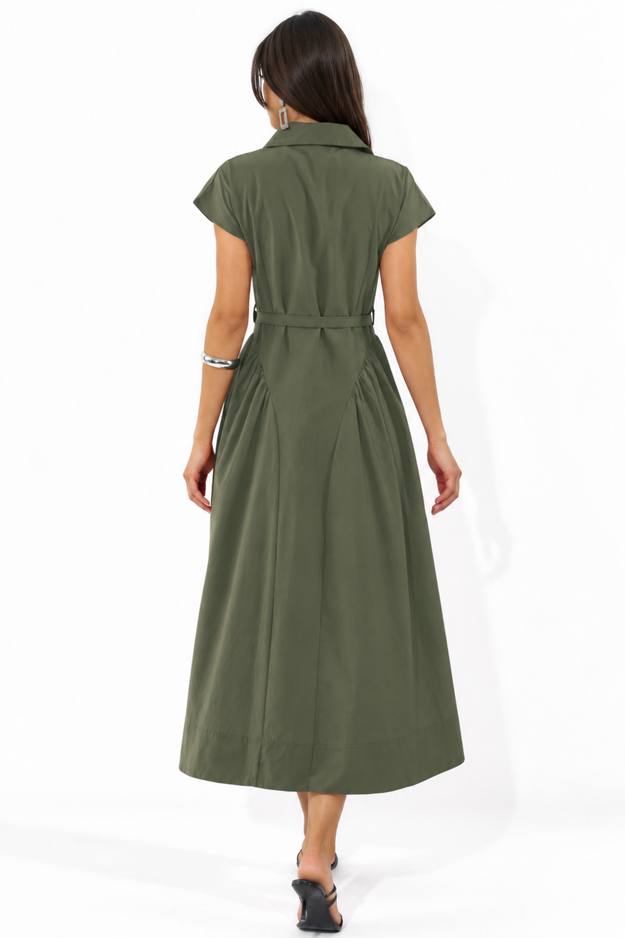 BUSEM Belted Midi Dress with Shirt Collar 3