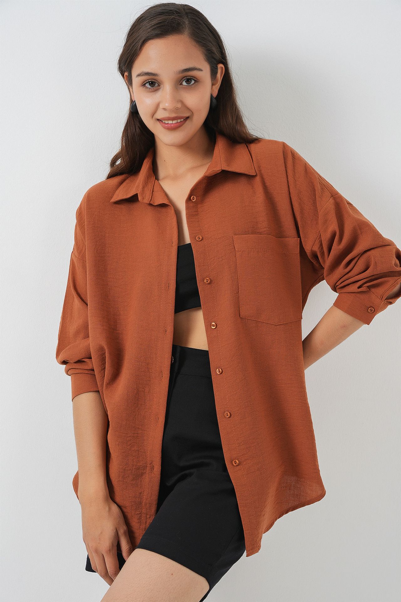 BDART Linen Blended Shirt with Button Closure