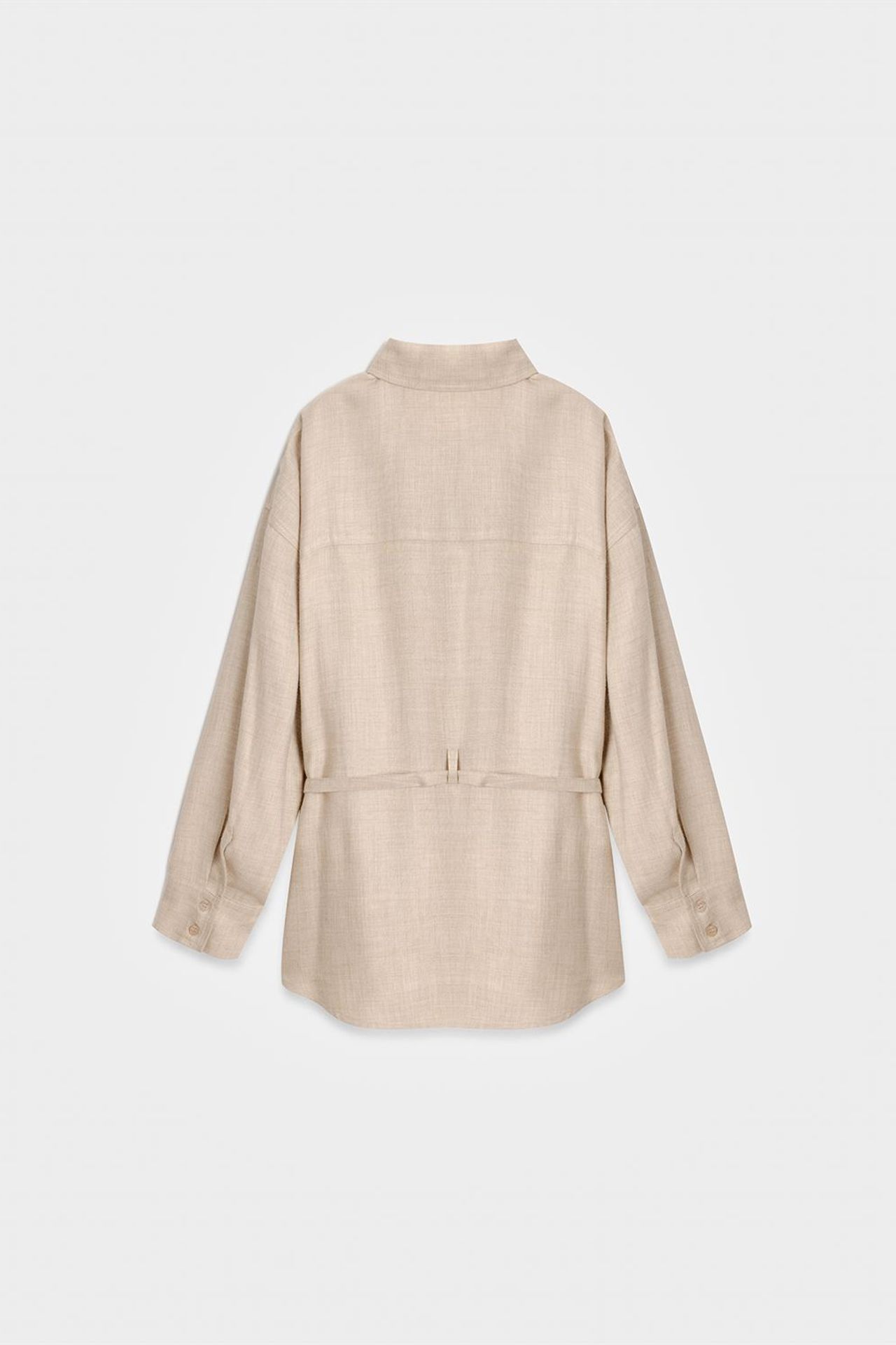 DILVIN Long Belted Woven Shirt