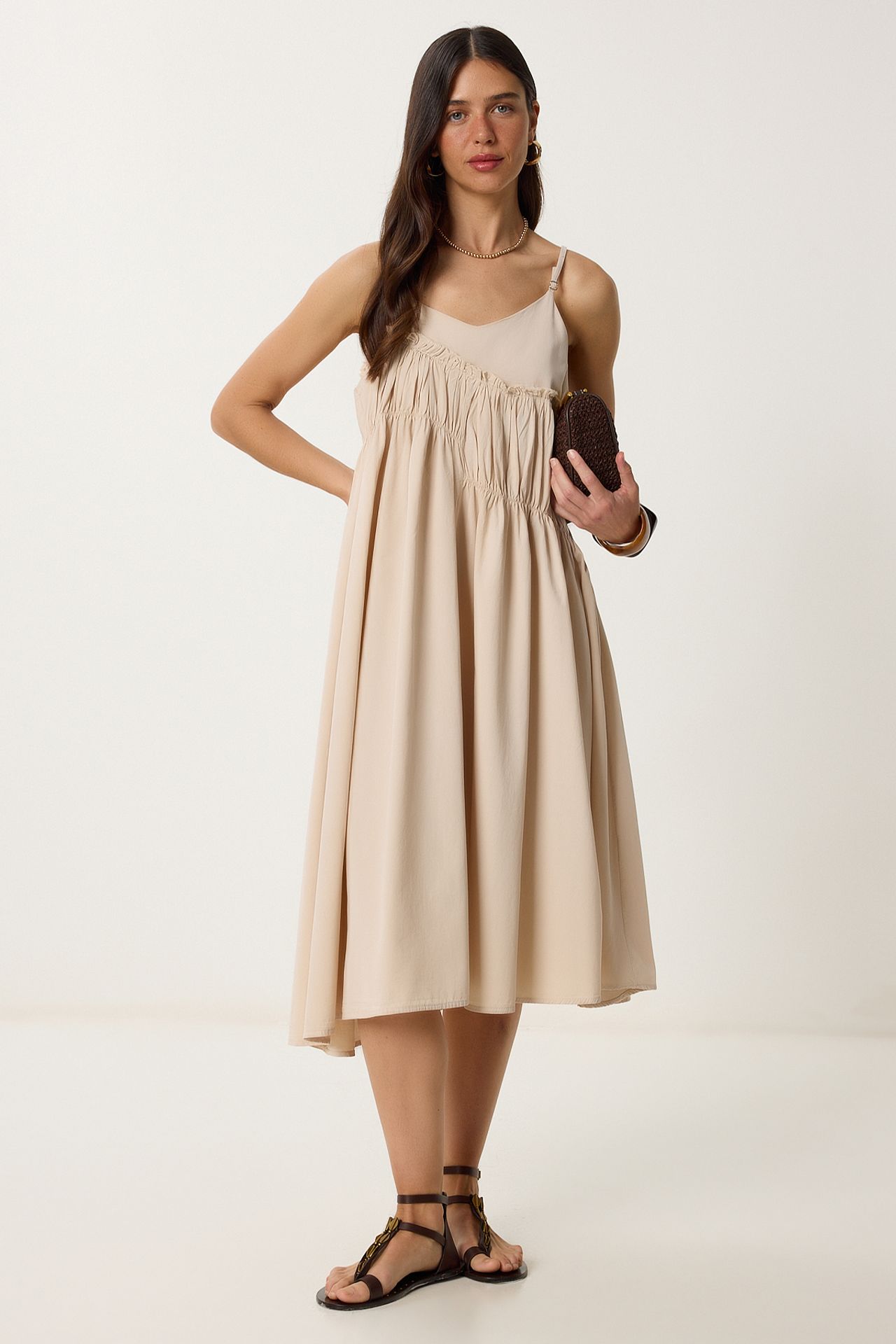 ISTANBUL Ruffled U Collar Midi Dress 2