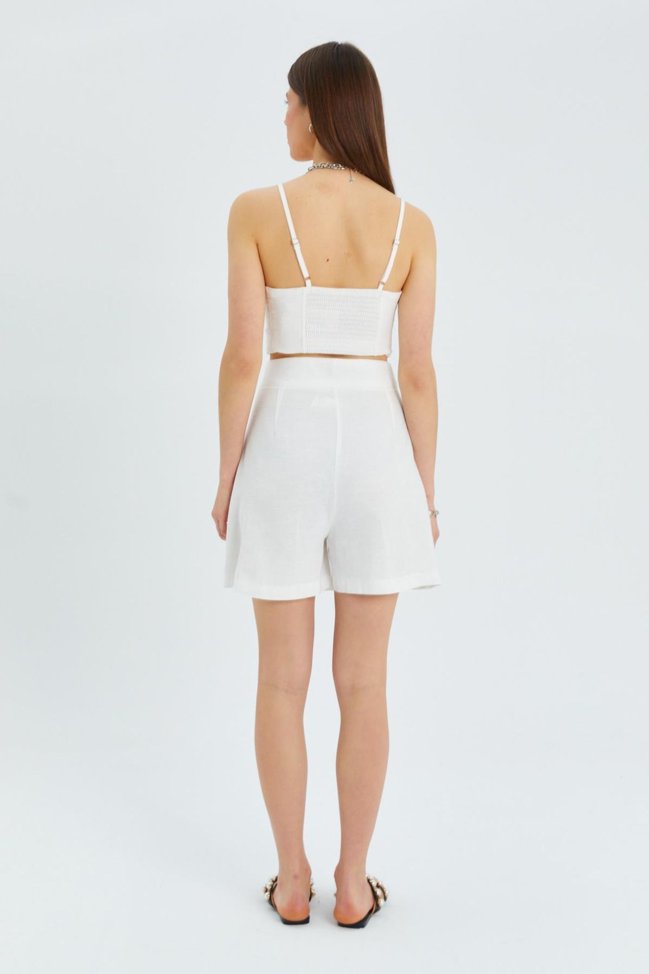 Belted High-Waist Wrap Front Shorts with Slit Detail 6