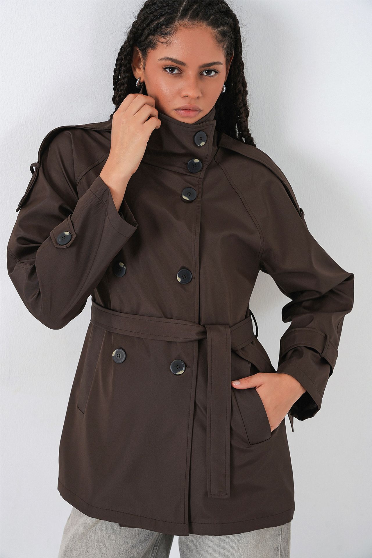 BDART Regular Fit Trench Coat with Jacket Collar 4