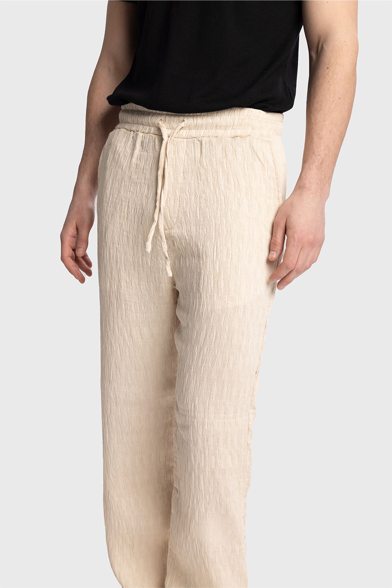 GIESTO Textured Regular Fit Drawstring Waist Pants 2