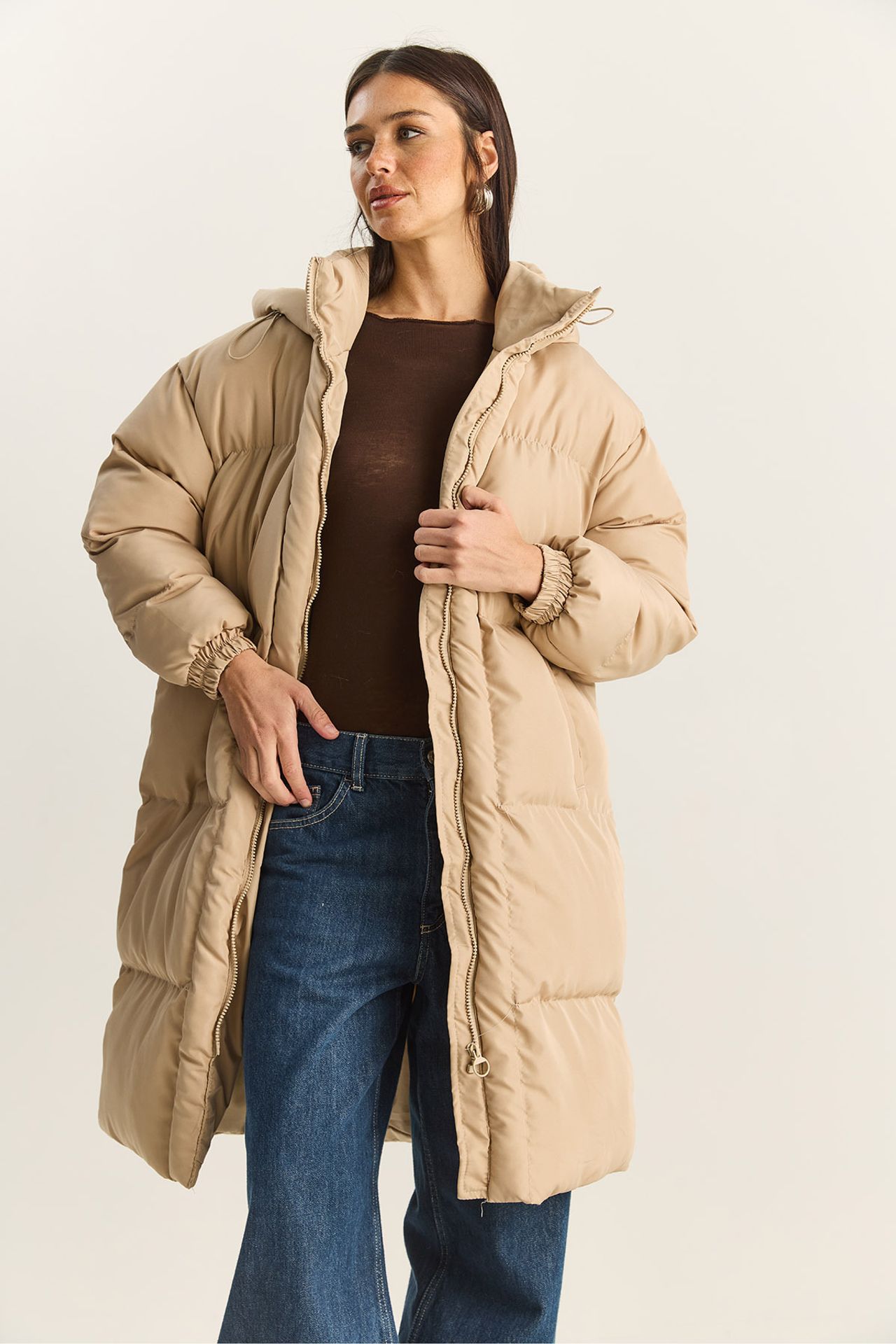 LUCCI Hooded Long Sleeve Puffer Jacket with Pockets