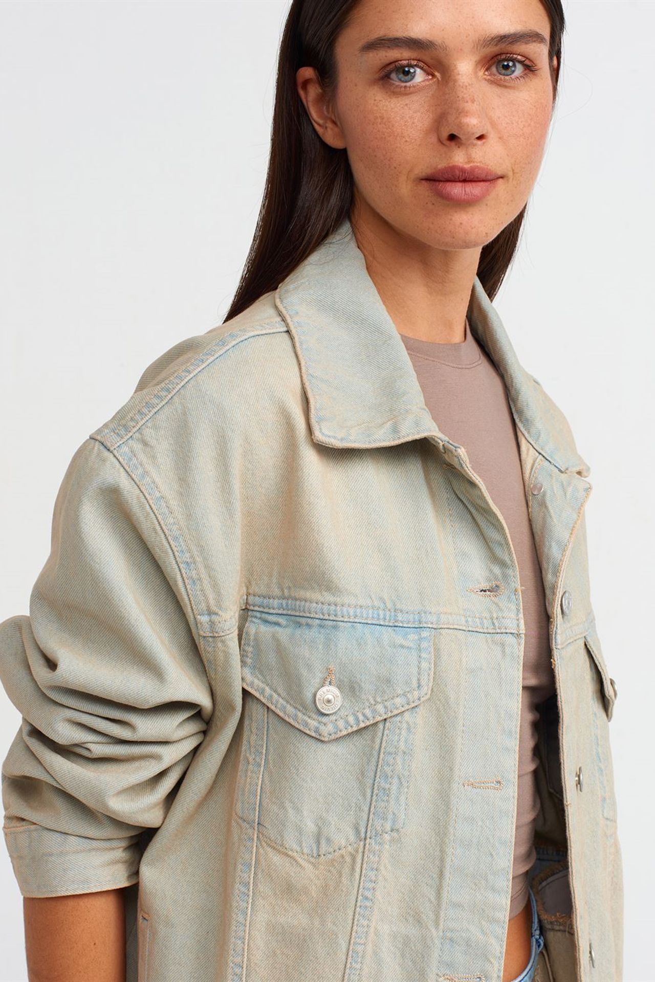 DILVIN Oversized Denim Button Jacket 4