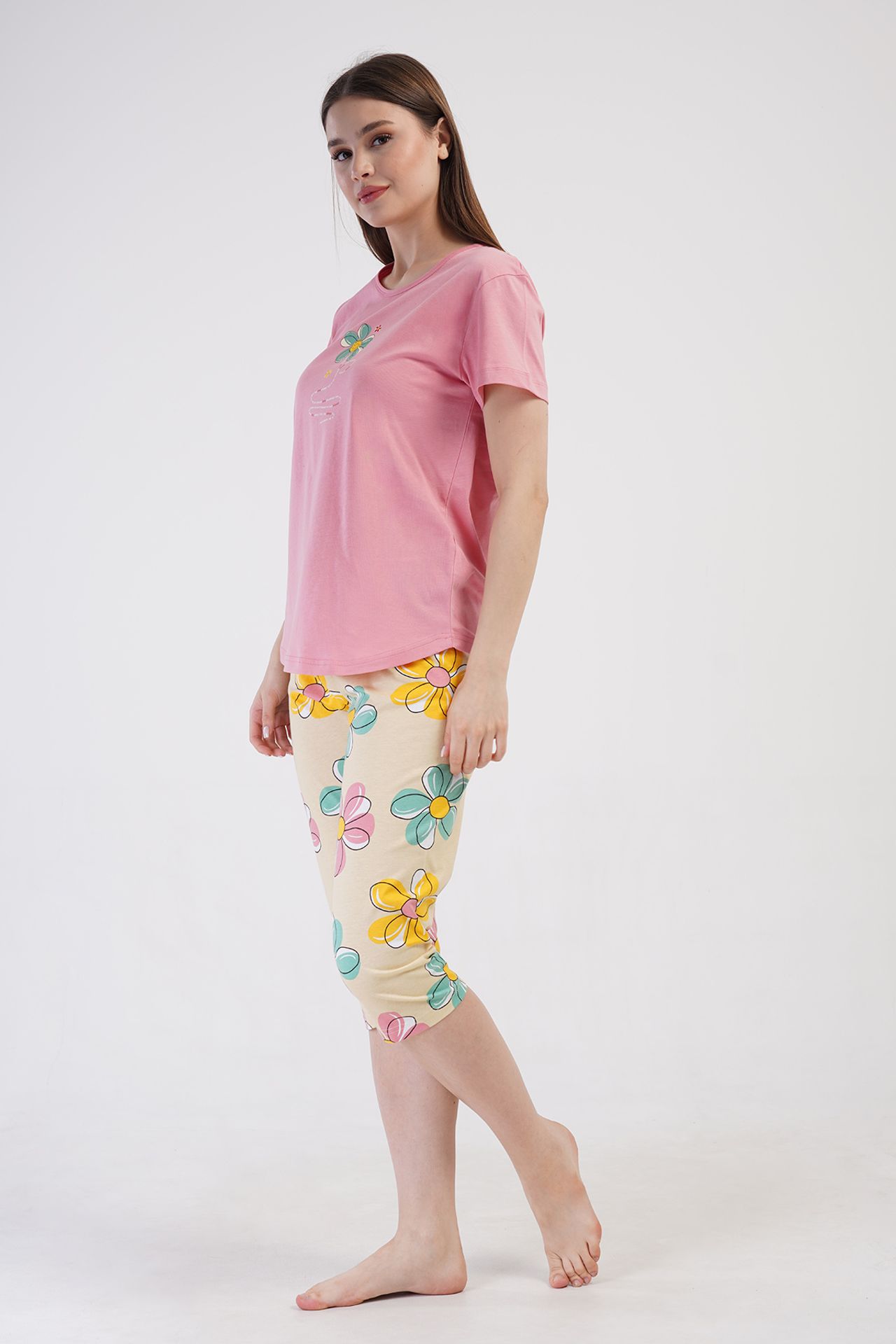 YAKE Bisiklet Yaka 2 Parçalı Pijama Takımı 2