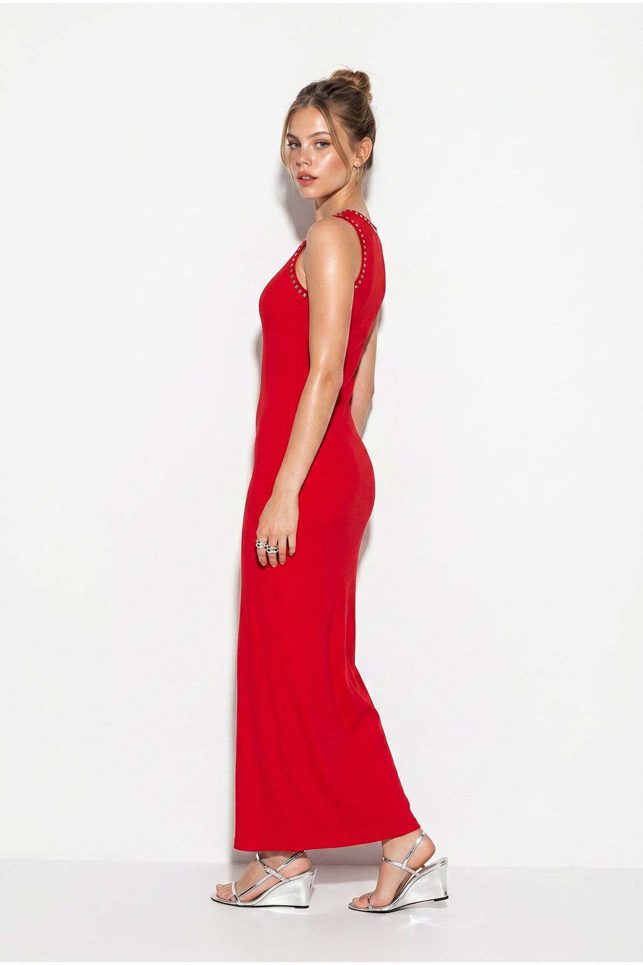 LUCCI Sleeveless Ribbed Bodycon Maxi Dress 4