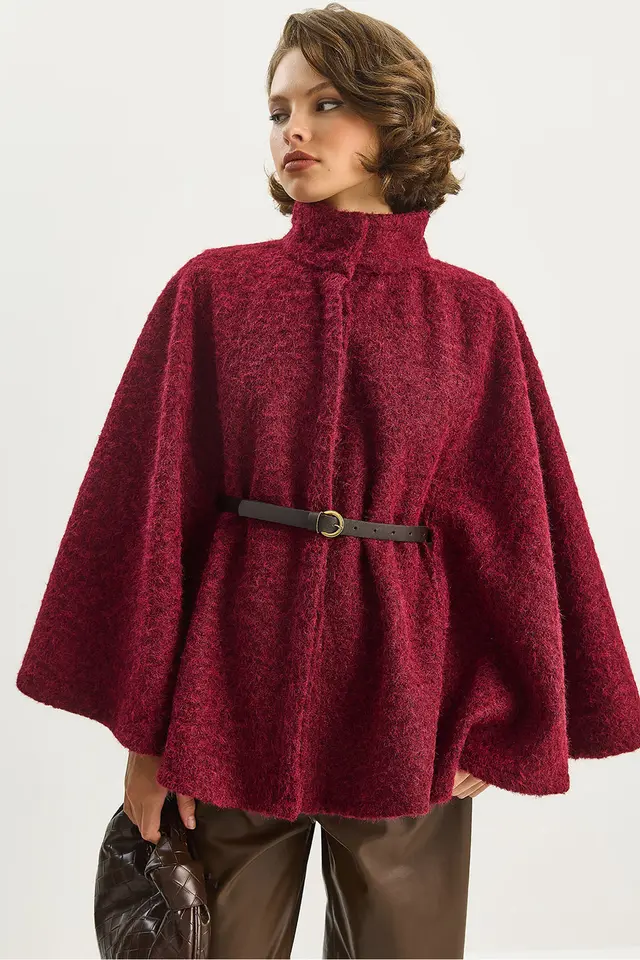 LUCCI Textured Oversized Overcoat with Button Closure