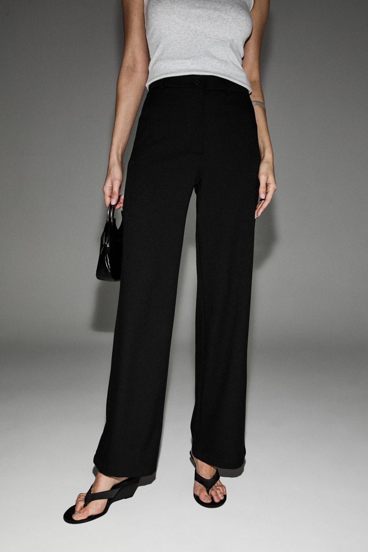 GRIMELANGE Elastic Waist Wide Leg Trousers 2