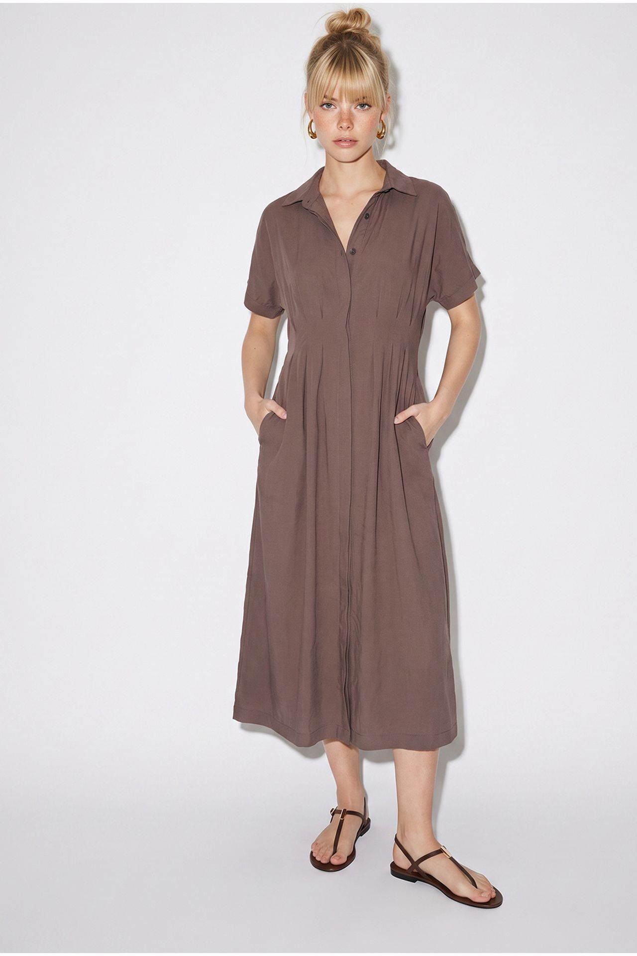 LUCCI Fitted Midi Shirt Dress 4