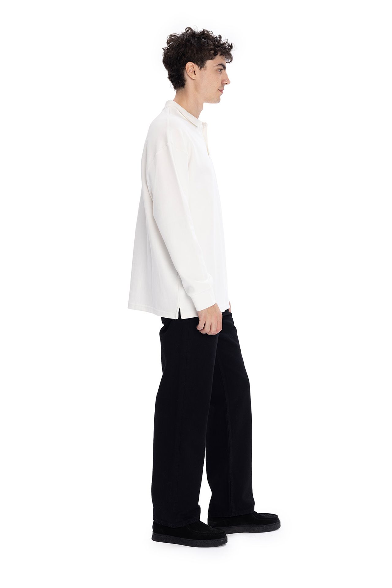GIESTO Comfort Fit Long Sleeve Polo Shirt with Button Detail 4