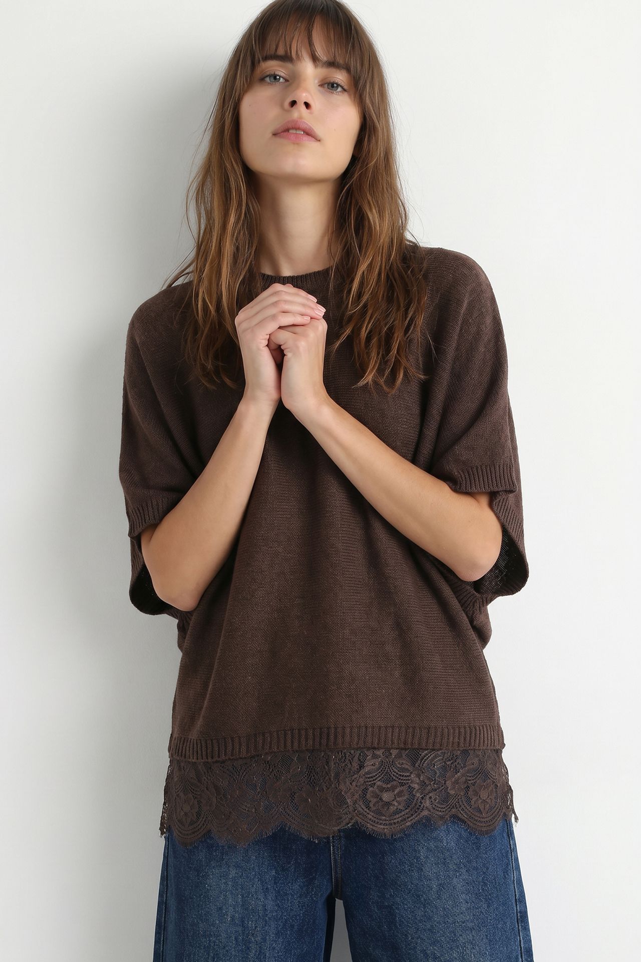 ISTANBUL Lace Knit Crew Neck Top 4