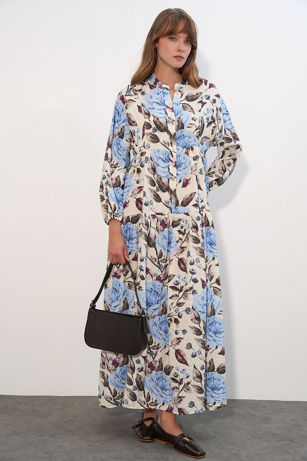 BDART Floral Maxi Dress With Mandarin Collar 2
