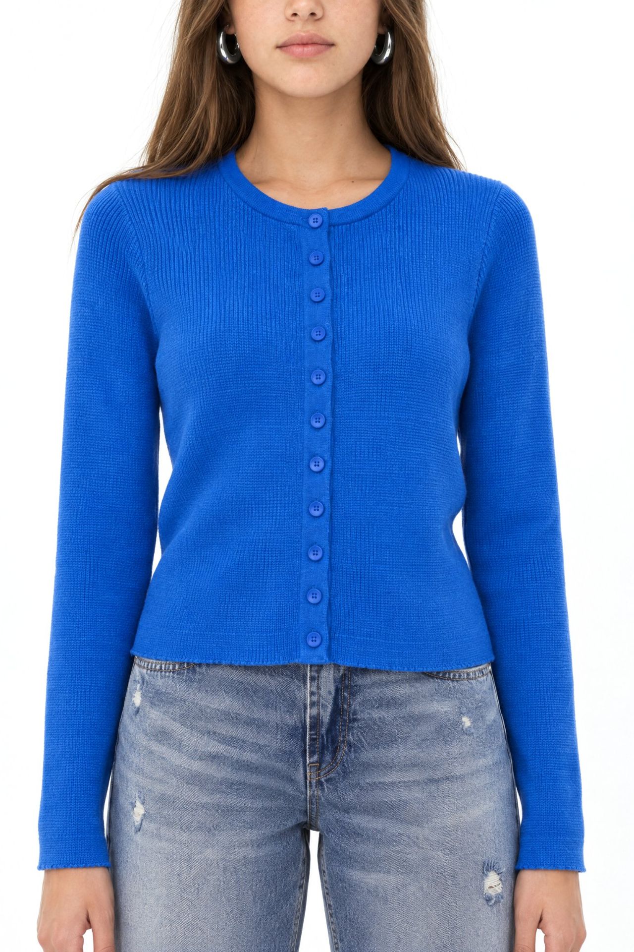 Mixray Buttoned Slim Fit Ribbed Knit Cardigan 3
