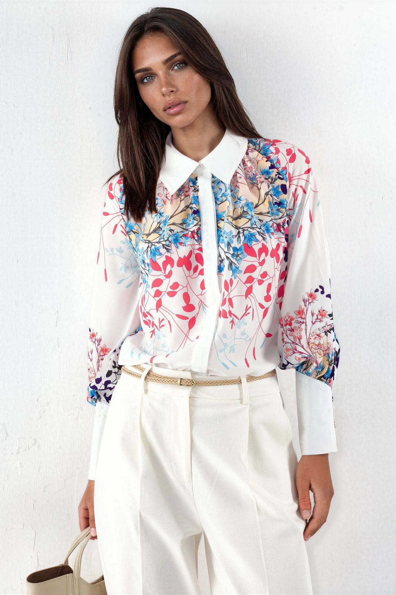 MSN Women's Floral Crepe Button Shirt 1