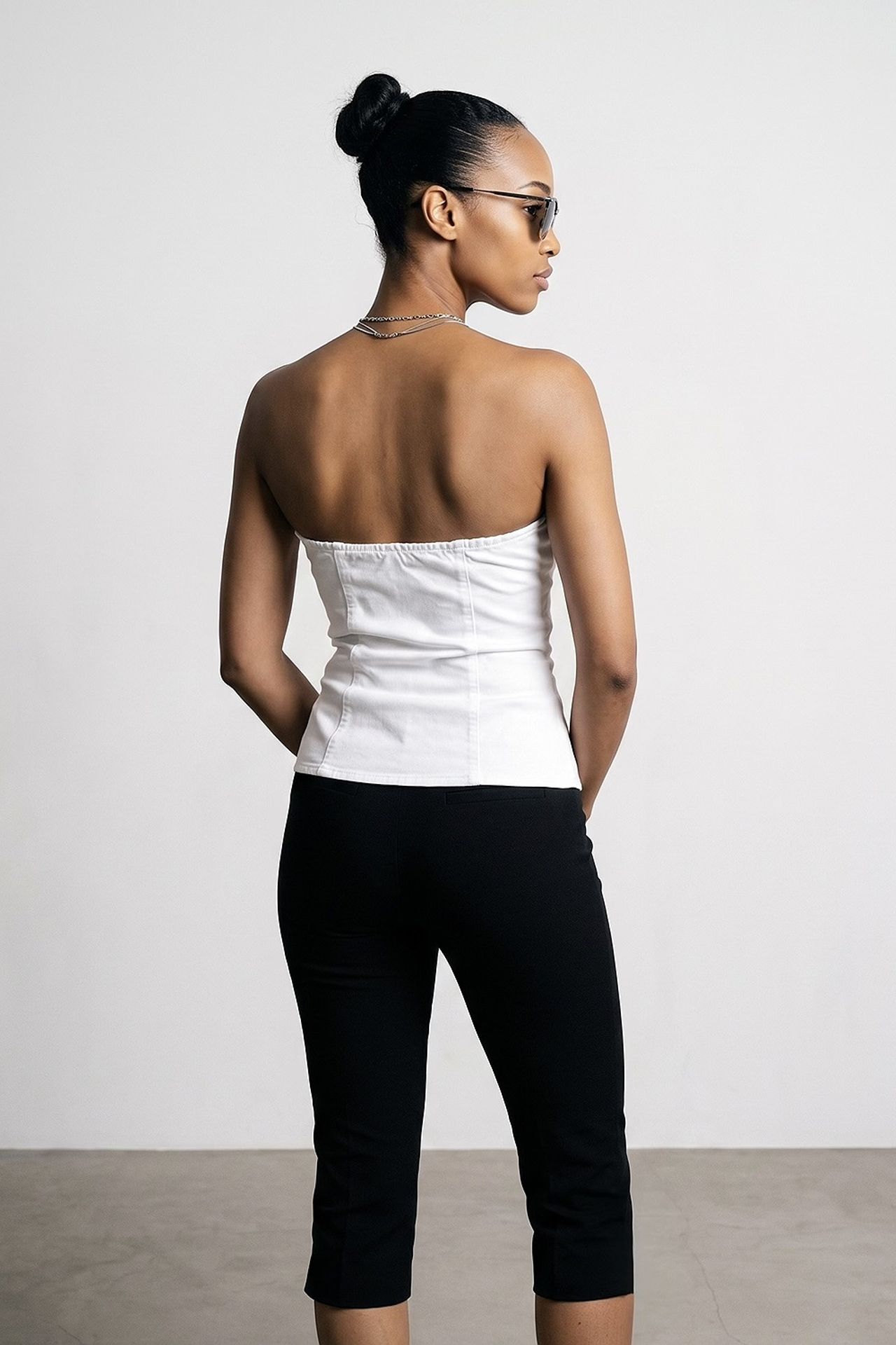 DILVIN Strapless Cotton Poplin Corset Blouse 3