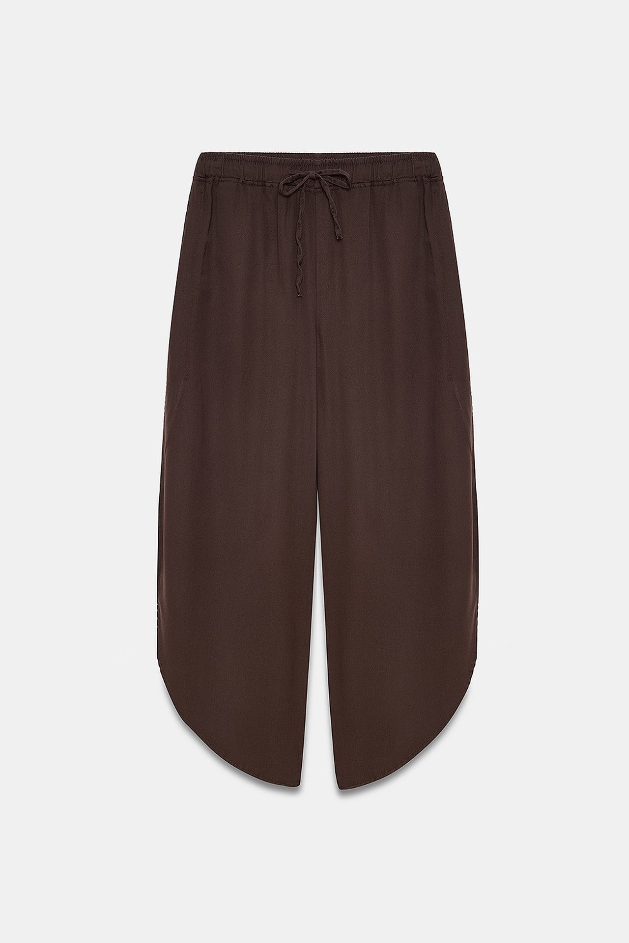 DILVIN Kadın Tencel Krep Yırtmaçlı Bol Paça Pantolon 5
