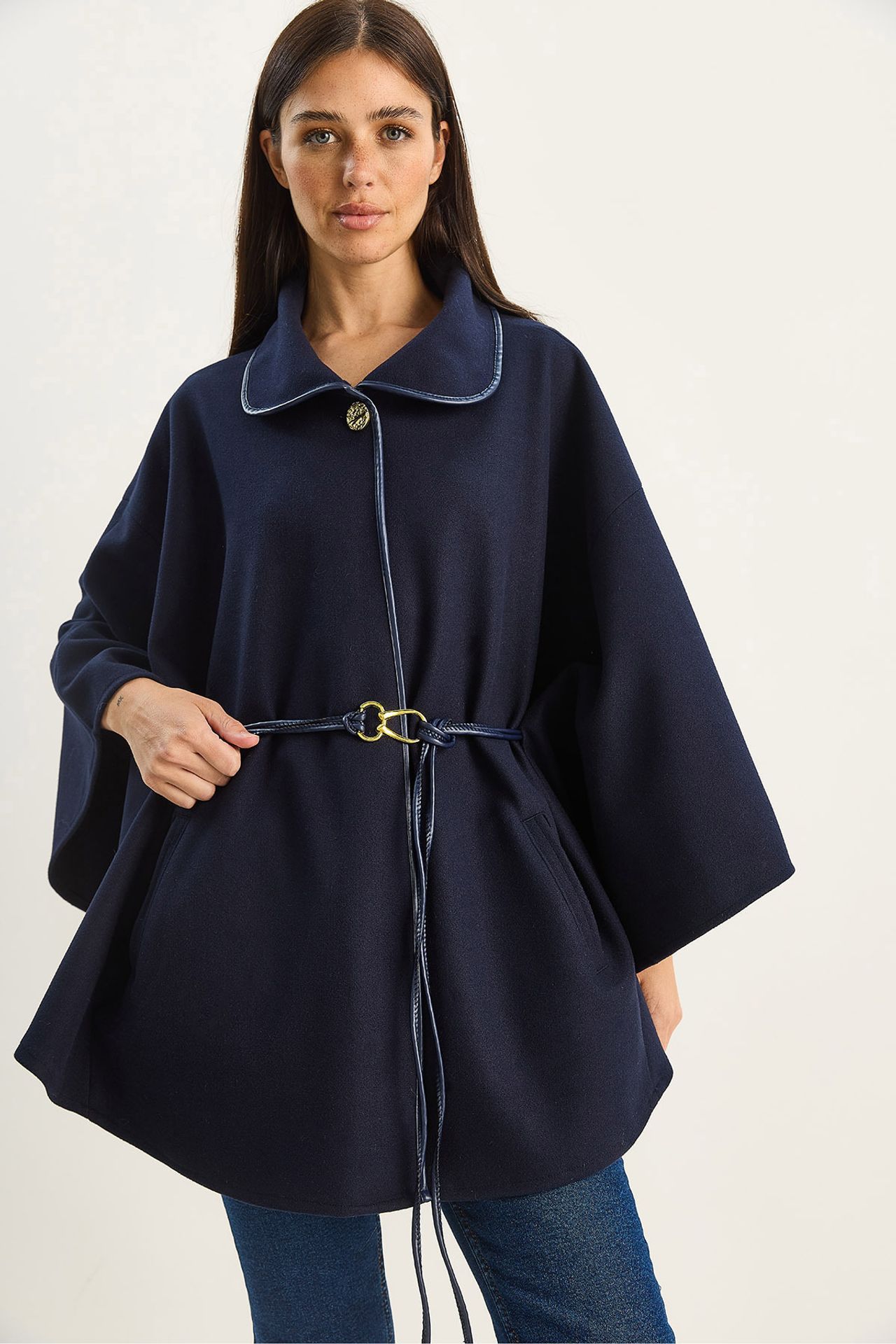 LUCCI Oversized Textured Wool Blend Overcoat with Jacket Collar 1