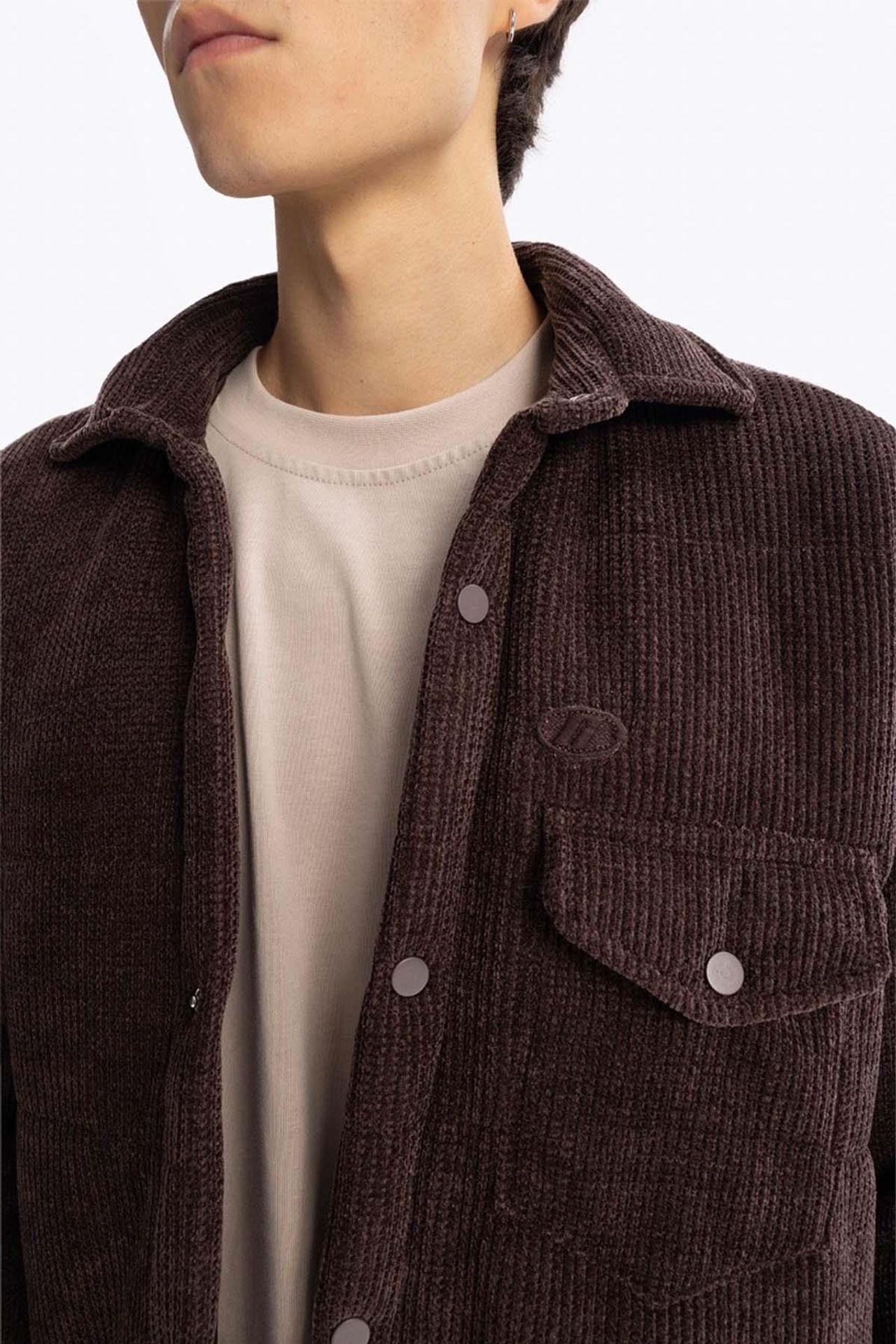 GIESTO Erkek Dokulu Çıtçıtlı Overshirt Gömlek 1