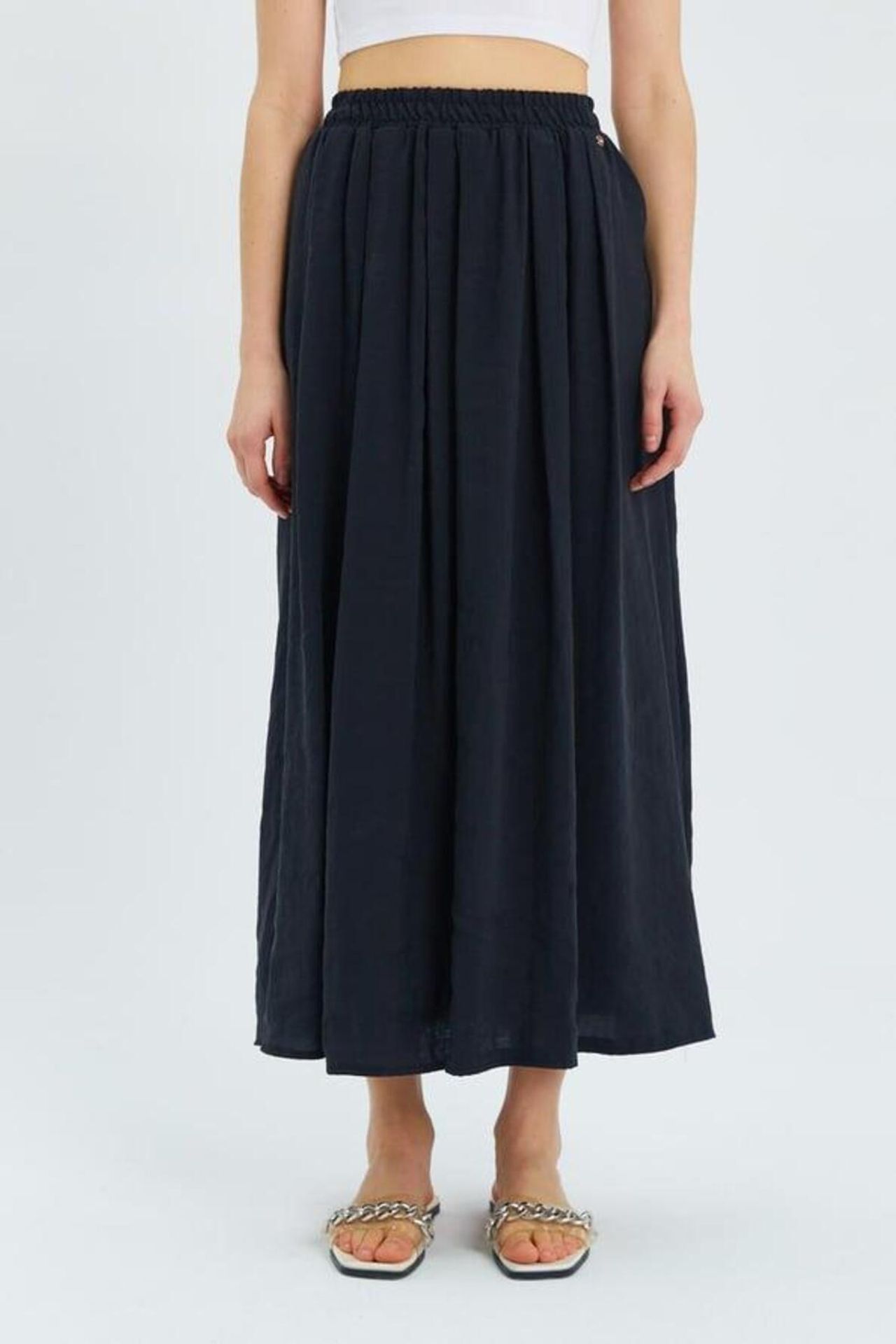 Mixray High-Waisted Long Skirt with Pockets 4