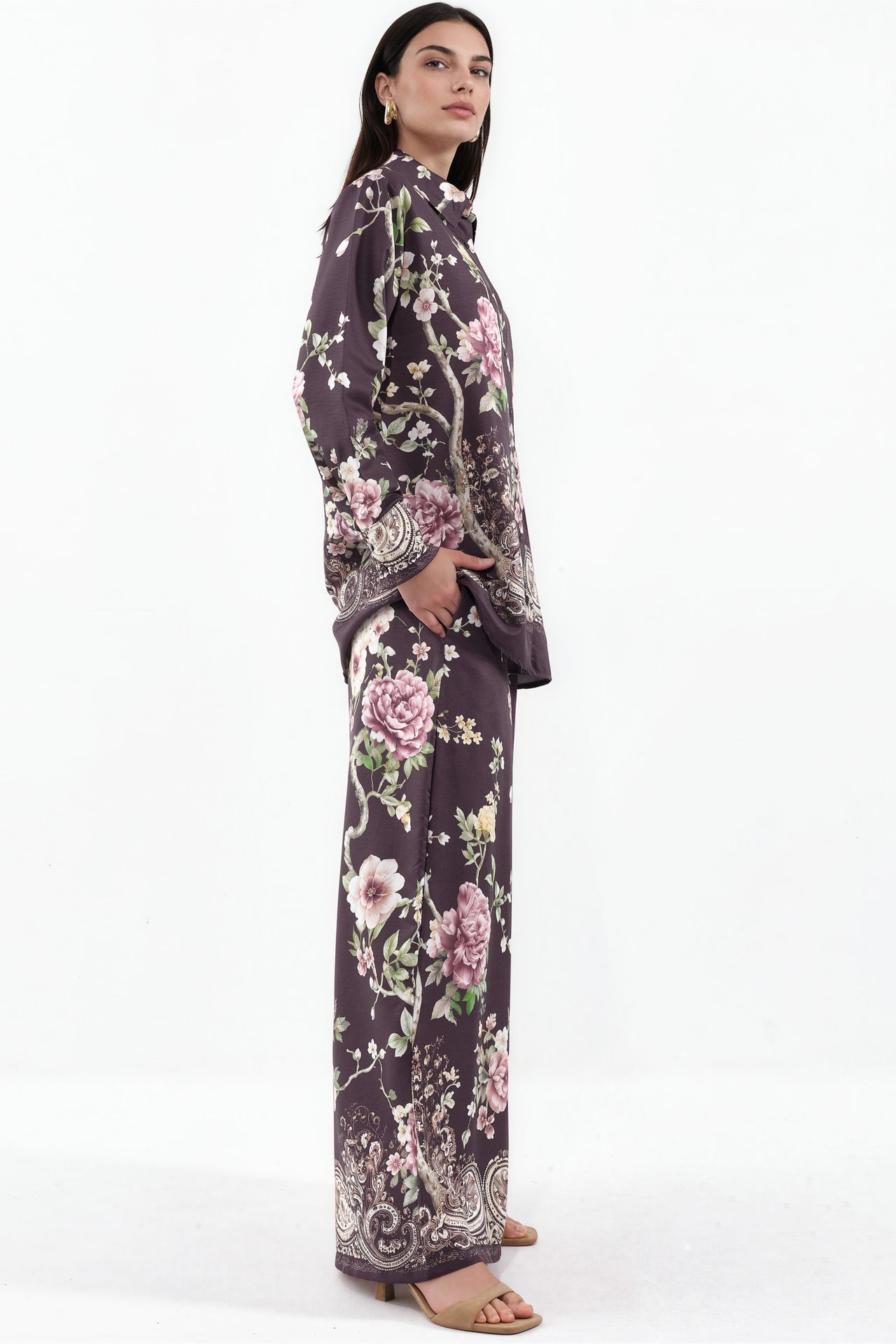 MSN Floral Shirt And Wide-Leg Trousers Set 2