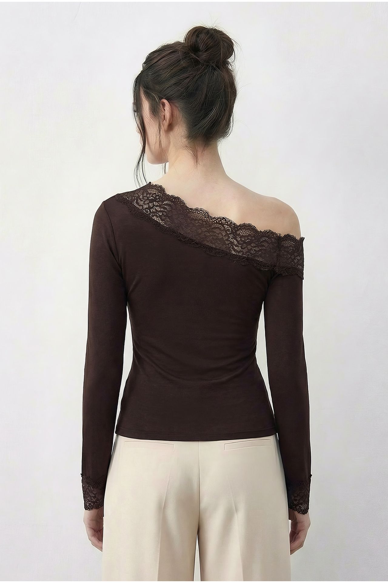 LUCCI Off-Shoulder Lace Slim-Fit Blouse 5