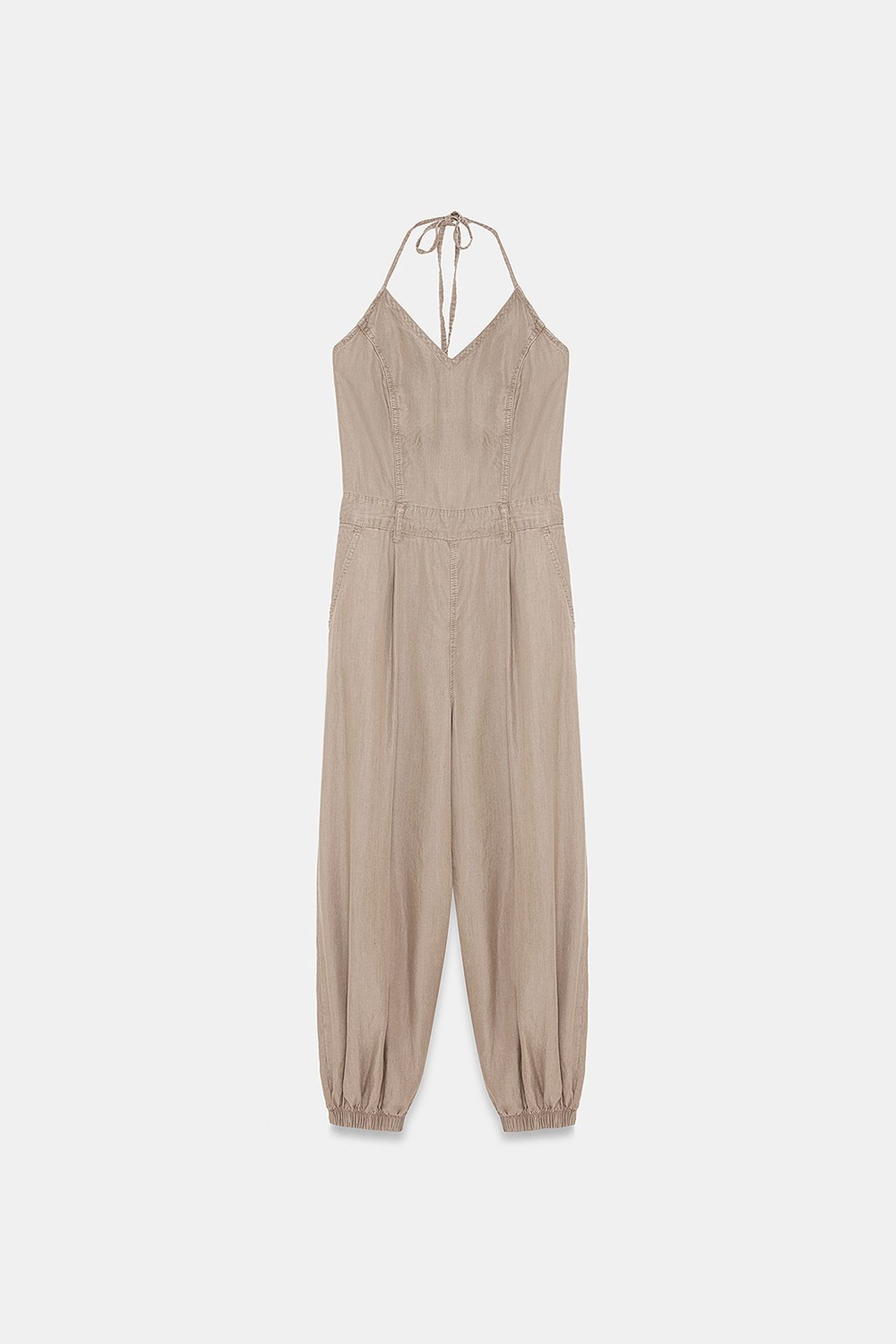 DILVIN Long Tencel Halter Jumpsuit