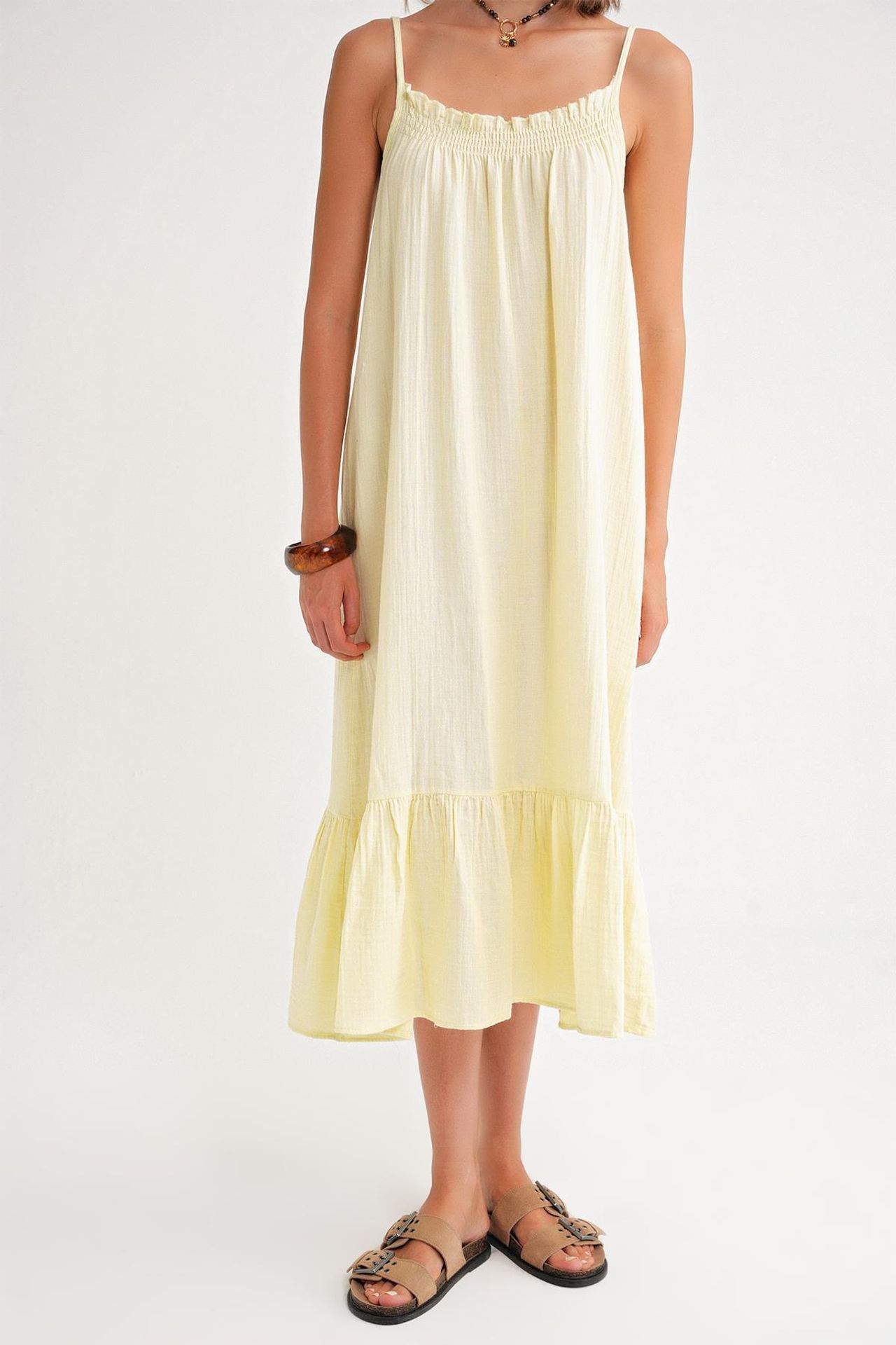 Mixray Midi Muslin Dress with Ruffle Detail 6