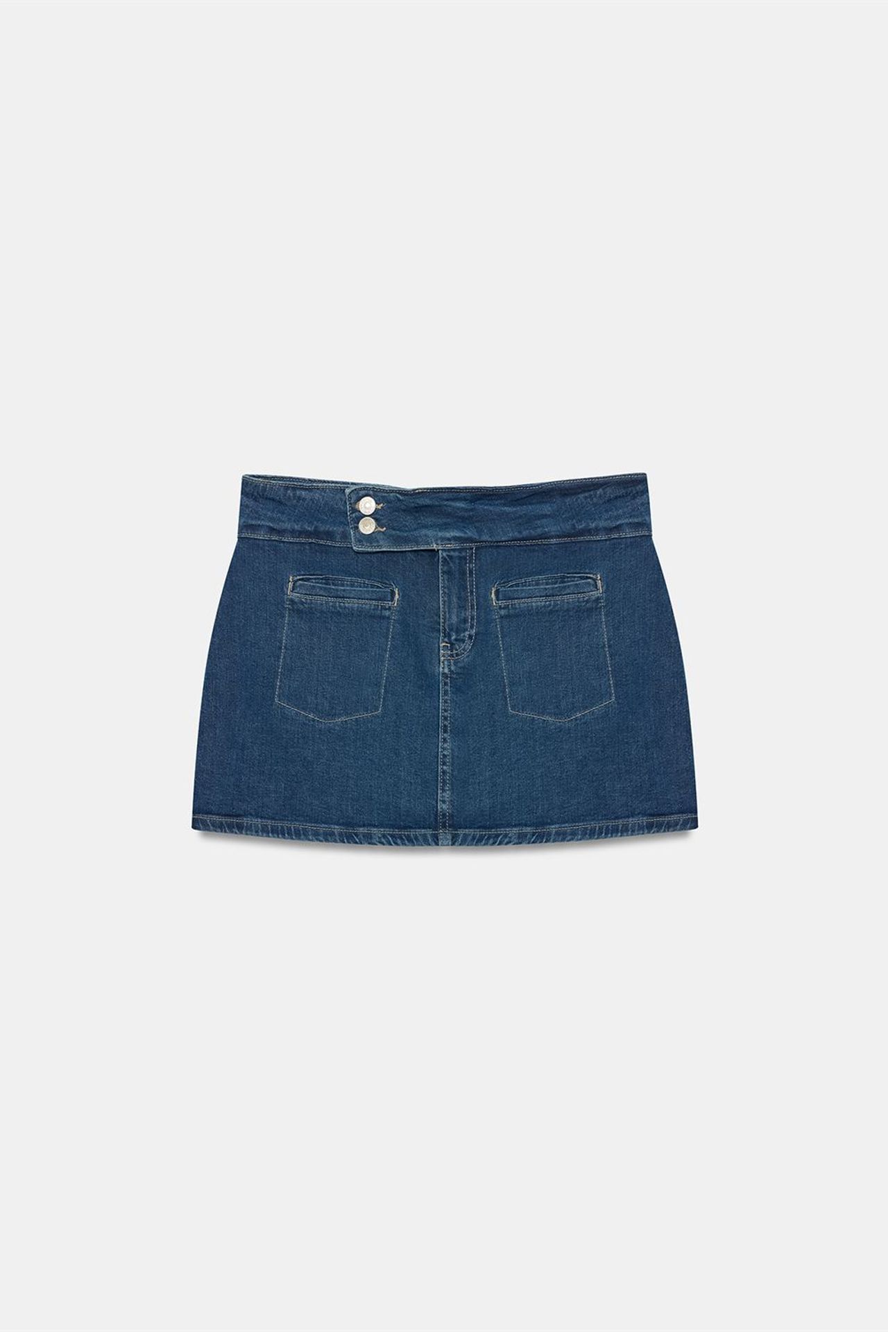 DILVIN Yüksek Bel Düz Mini Jean Etek 5