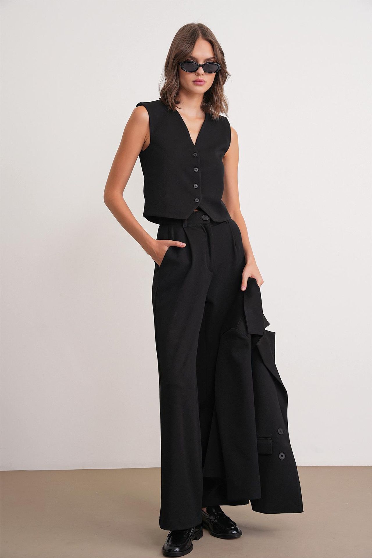Mixray Pleated Palazzo Pants with Pockets 4