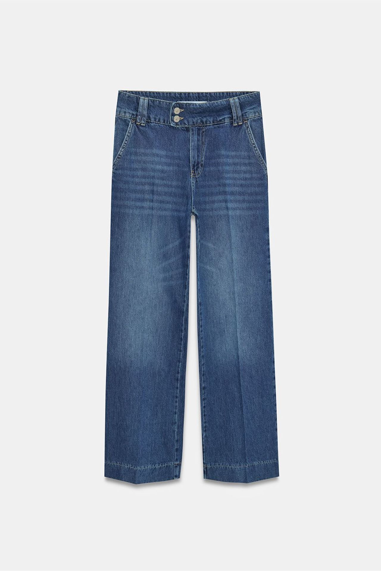 DILVIN High Waist Wide Leg Cotton Denim Jeans 5