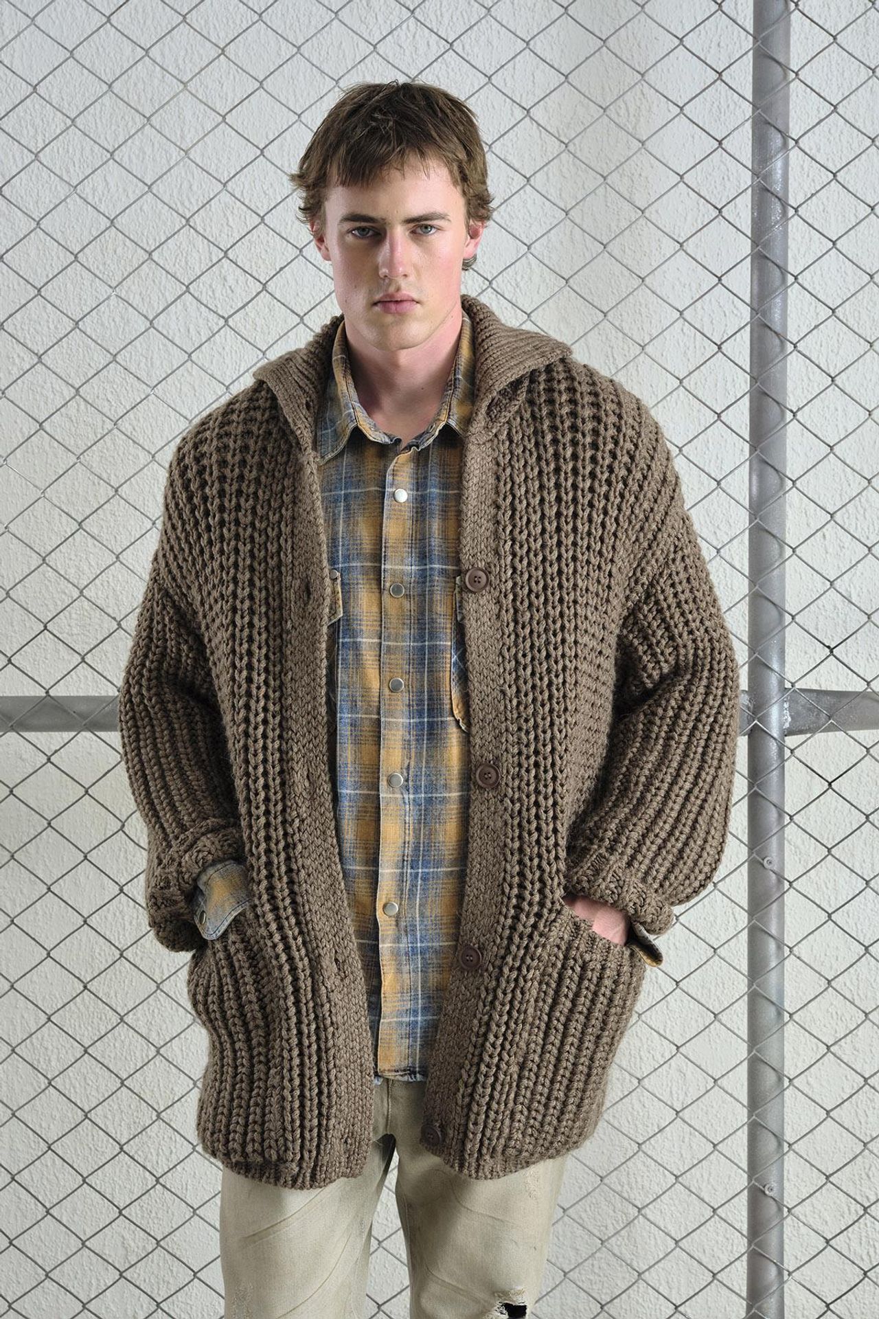 GIESTO Oversized Ribbed Knitwear Cardigan with Turtleneck and Pockets 5