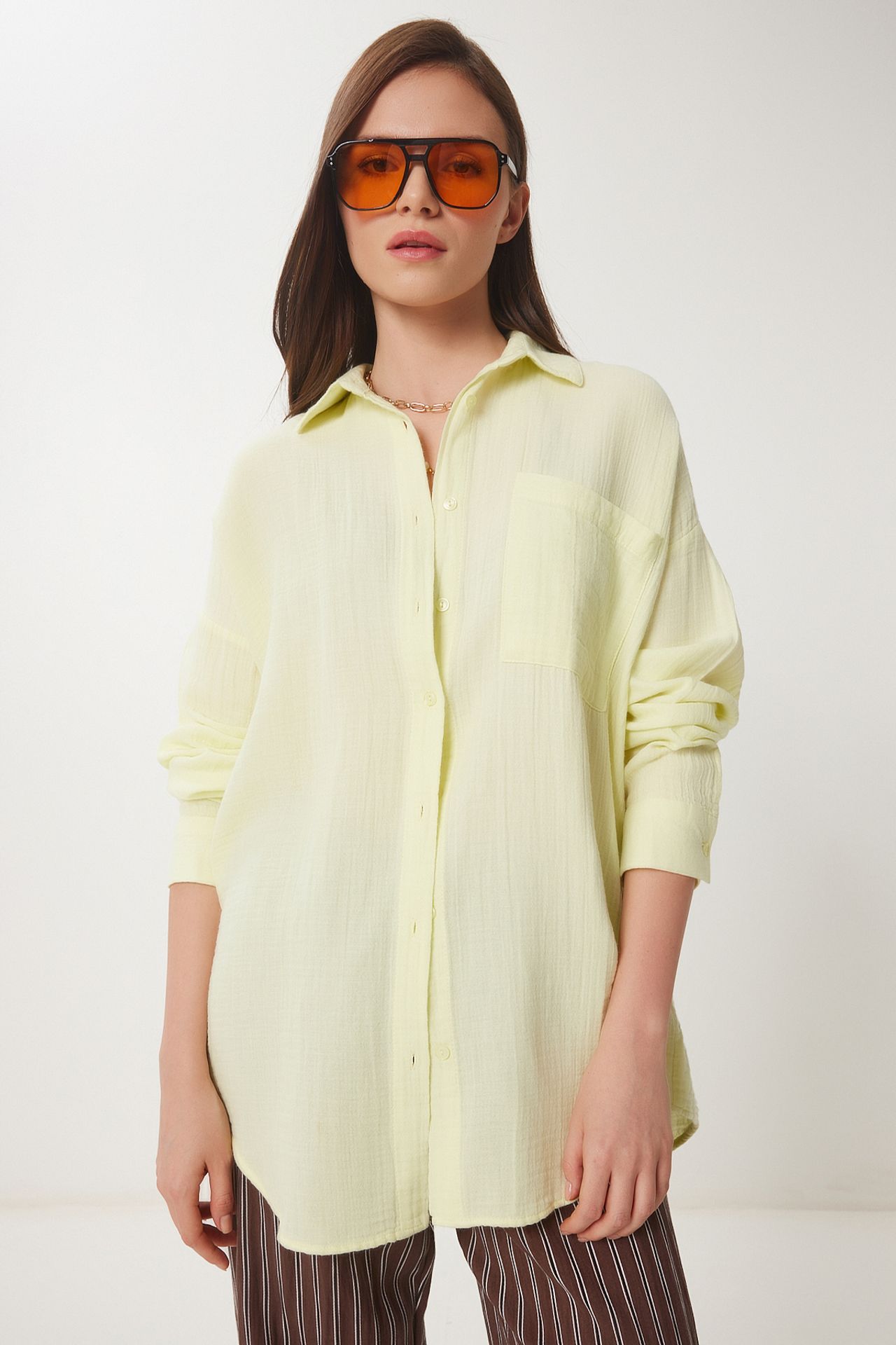 ISTANBUL Oversized Textured Cotton Shirt with Pocket 4