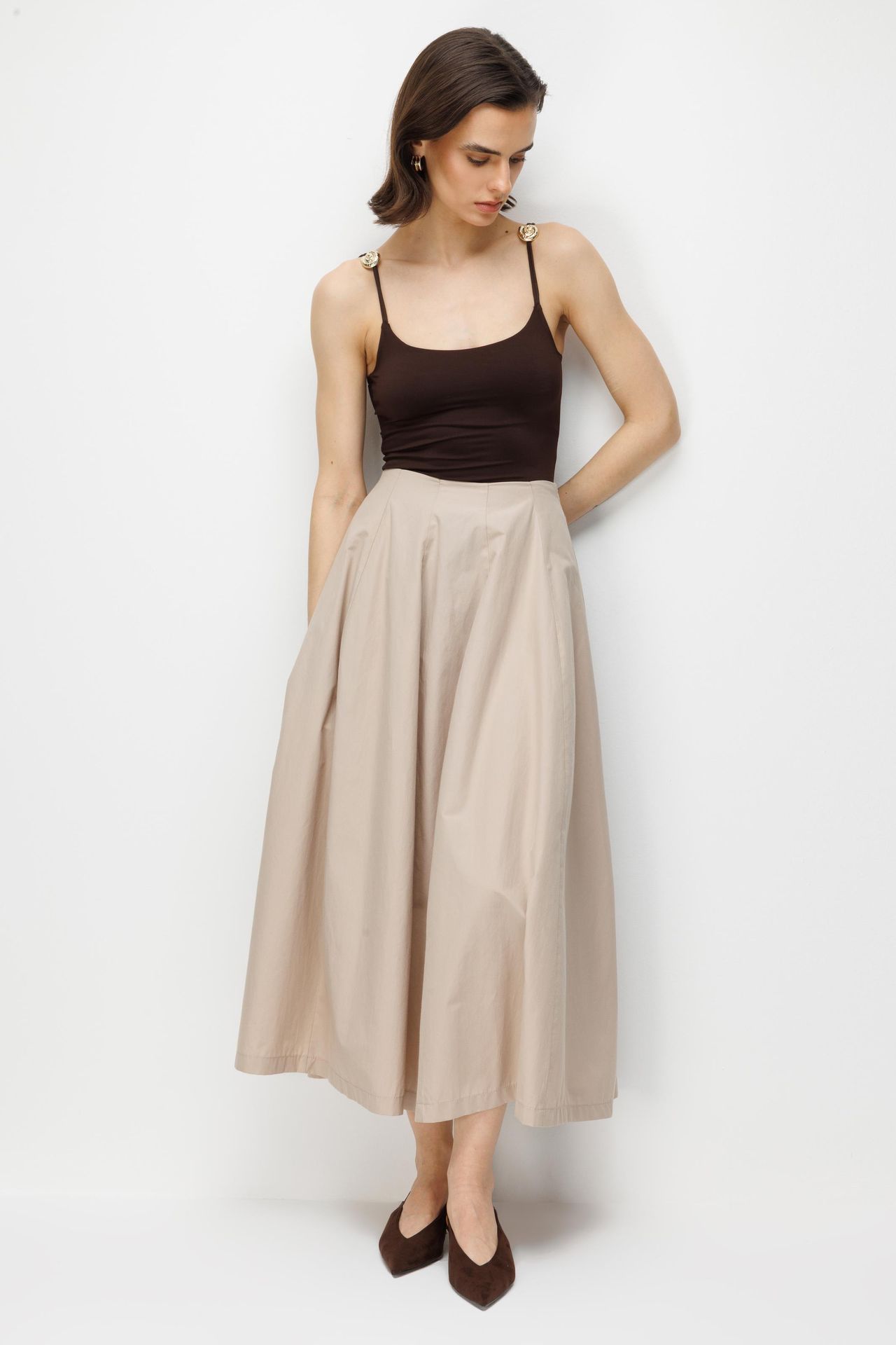 MIXRAY High Waist Midi Skirt 2