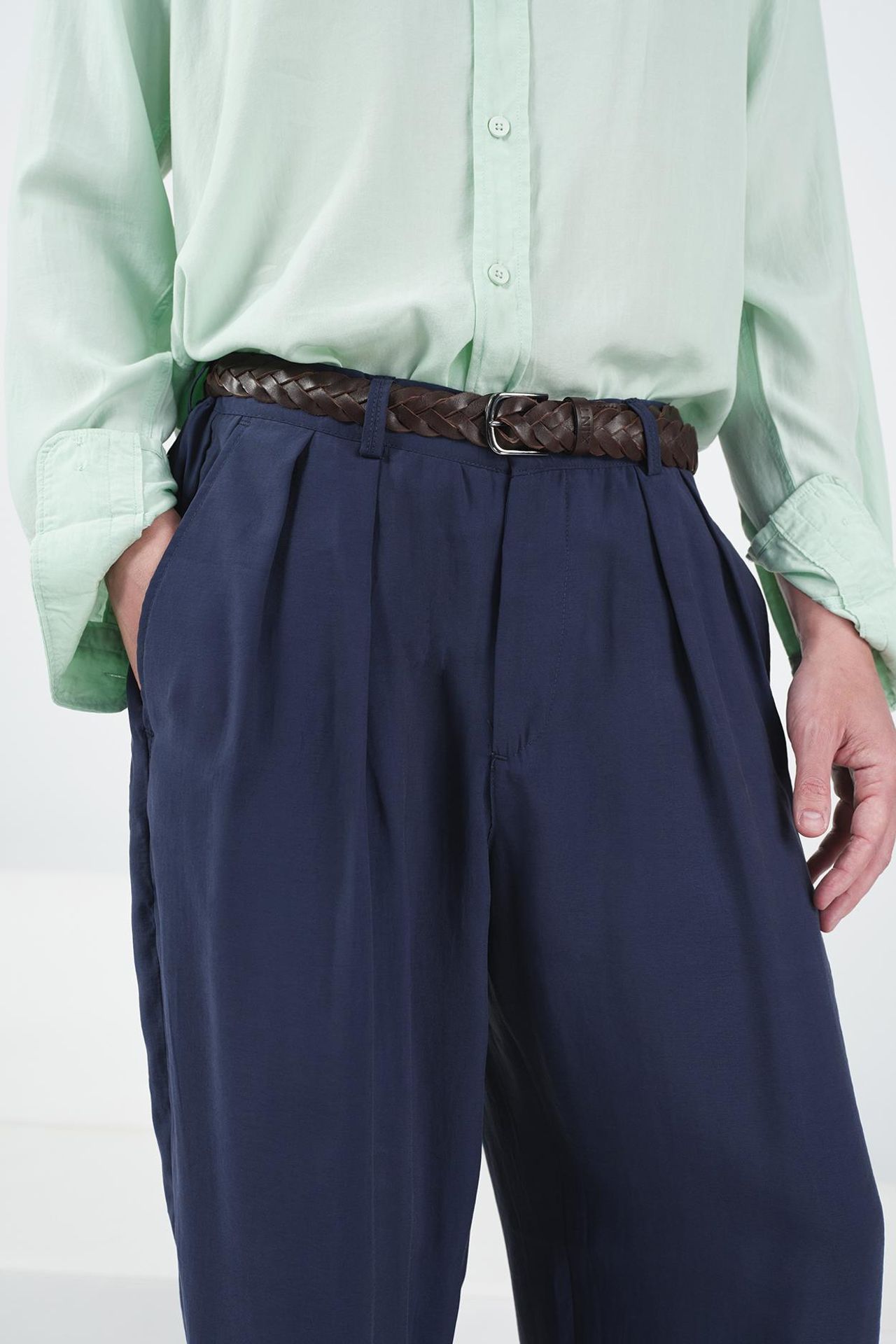 GIESTO Mid Waist Wide Leg Pleated Trousers 5
